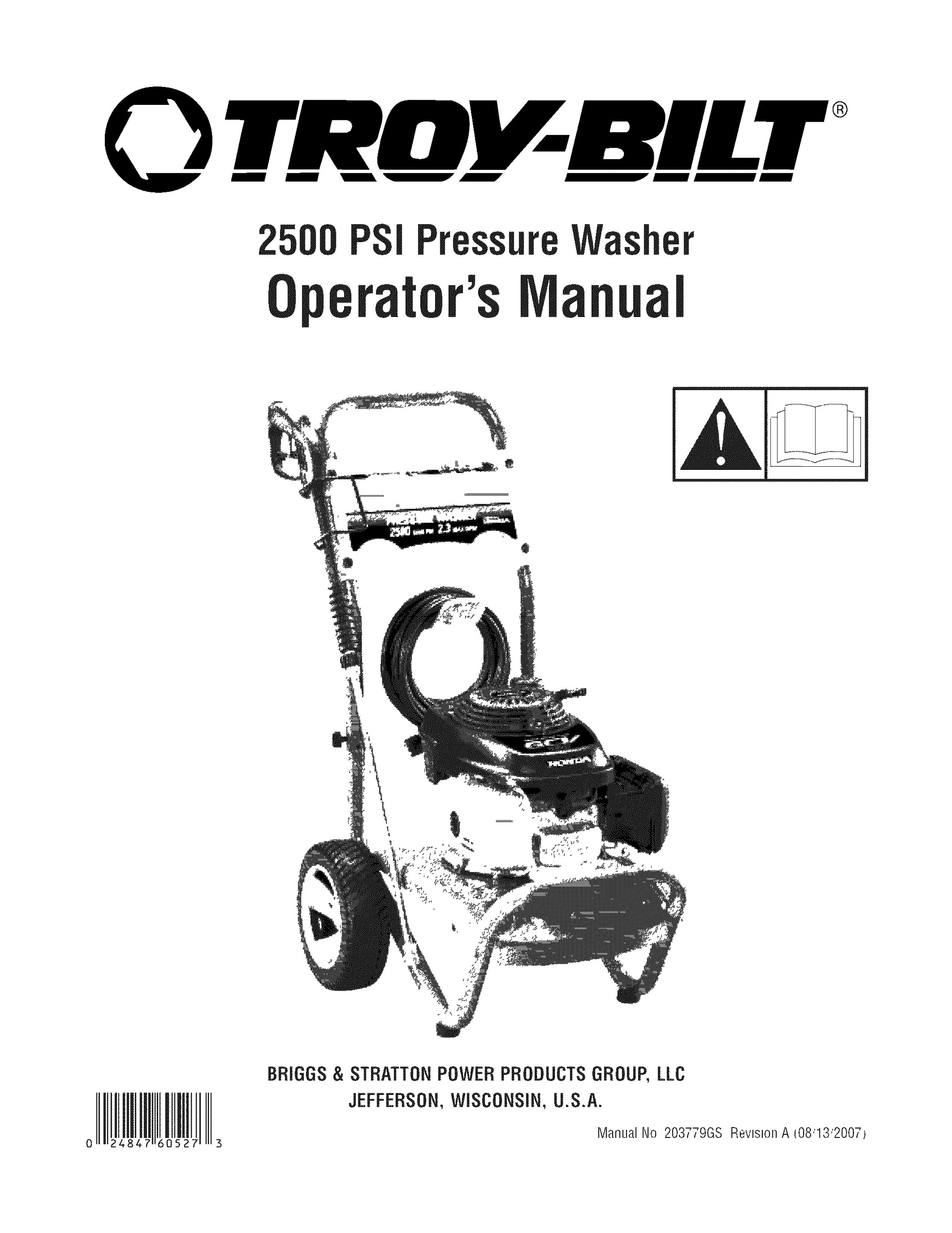 Troy-Bilt 203779GS Pressure Washer User Manual