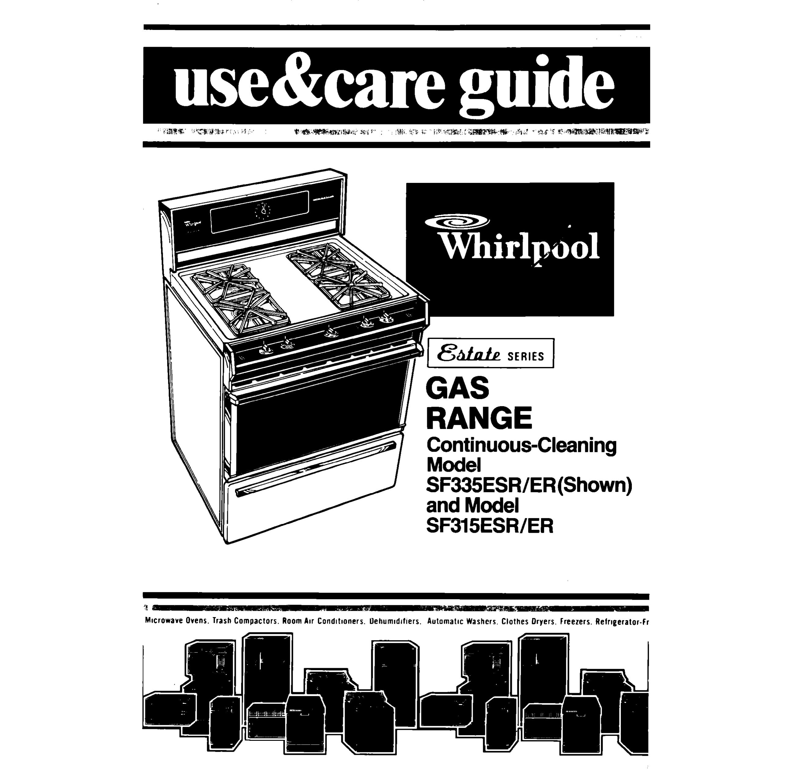 Whirlpool SF335ESR/ER, SF315ESR/ER Pressure Washer User Manual