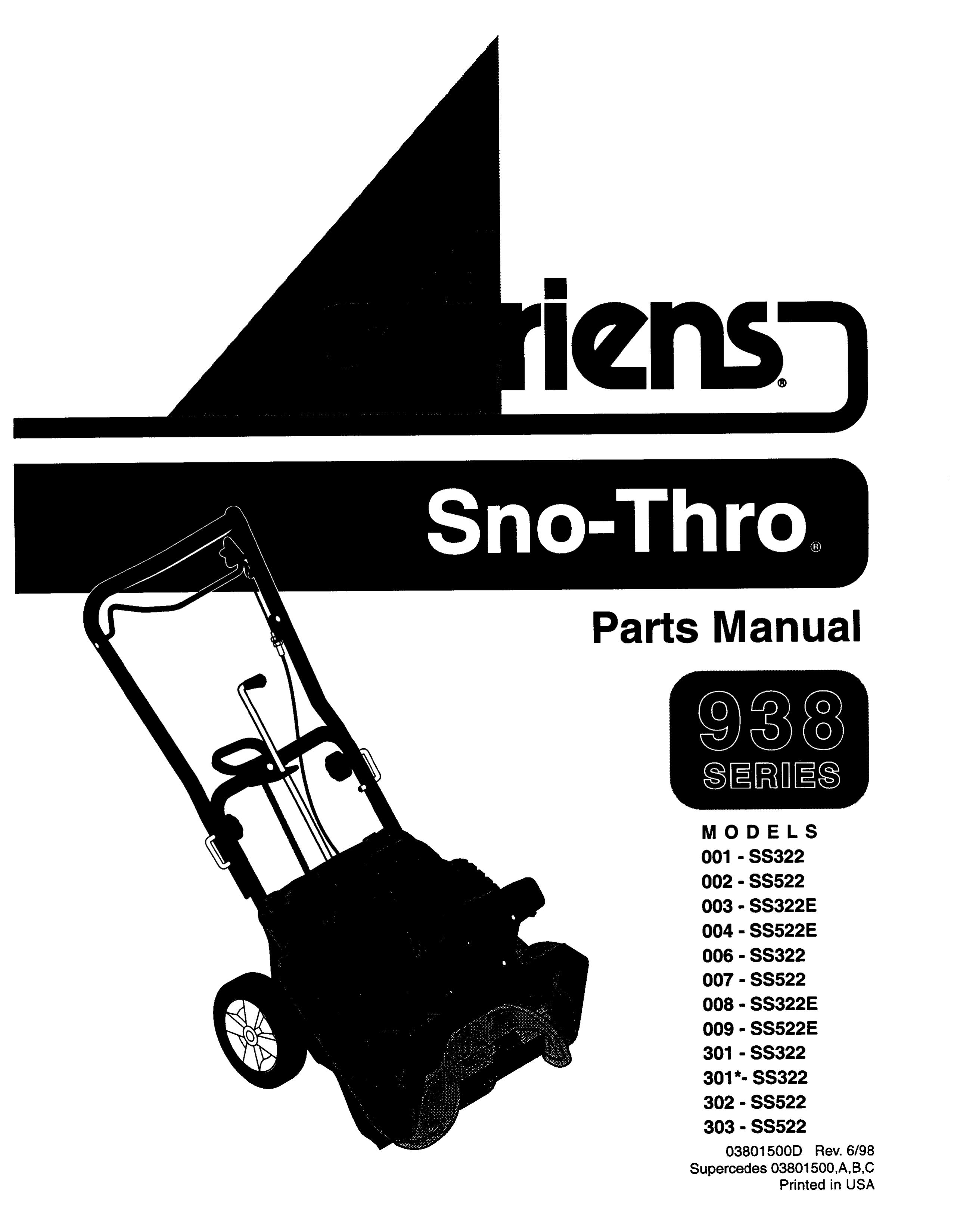 Ariens 001-SS322 Snow Blower User Manual