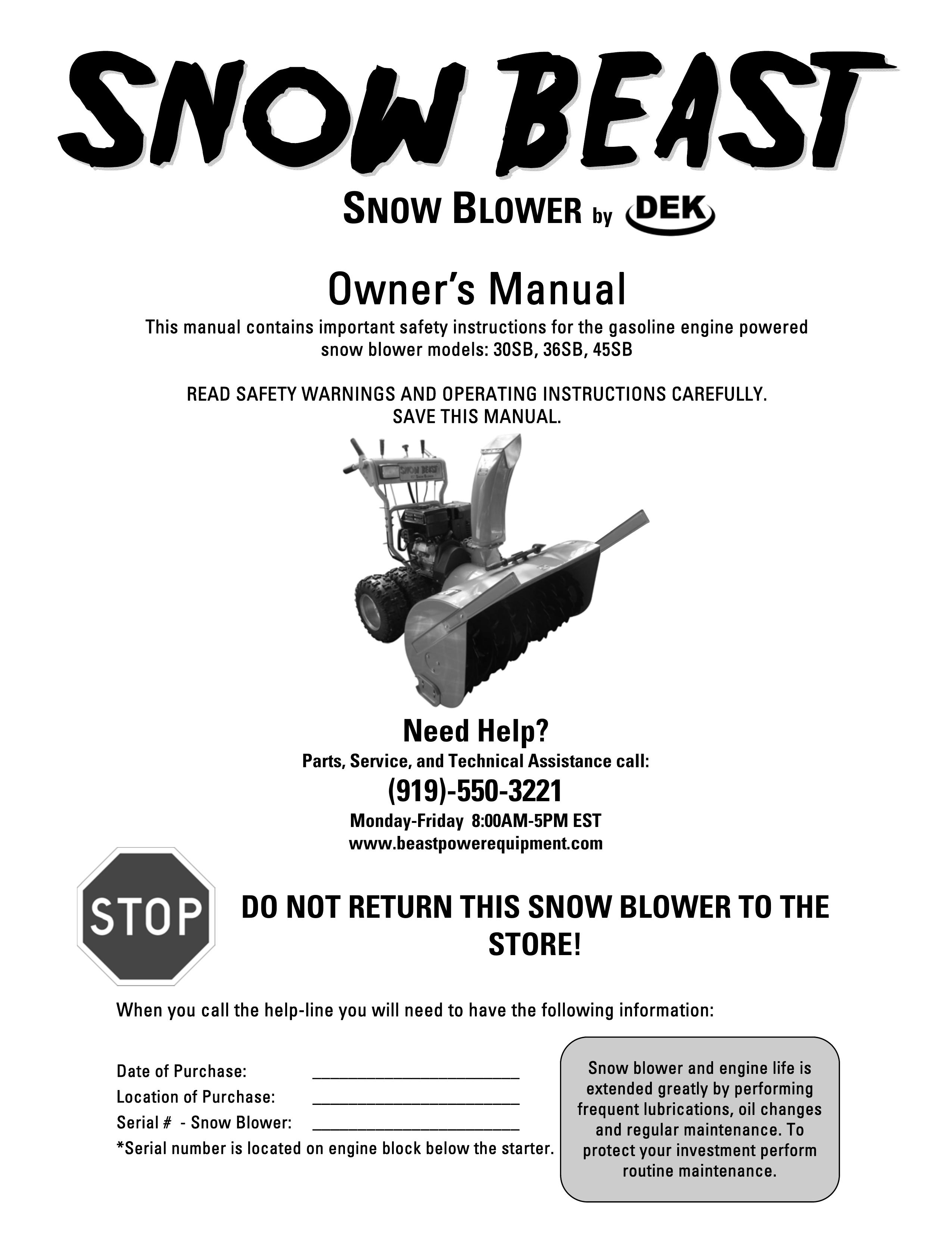 Ariens 30SB Snow Blower User Manual