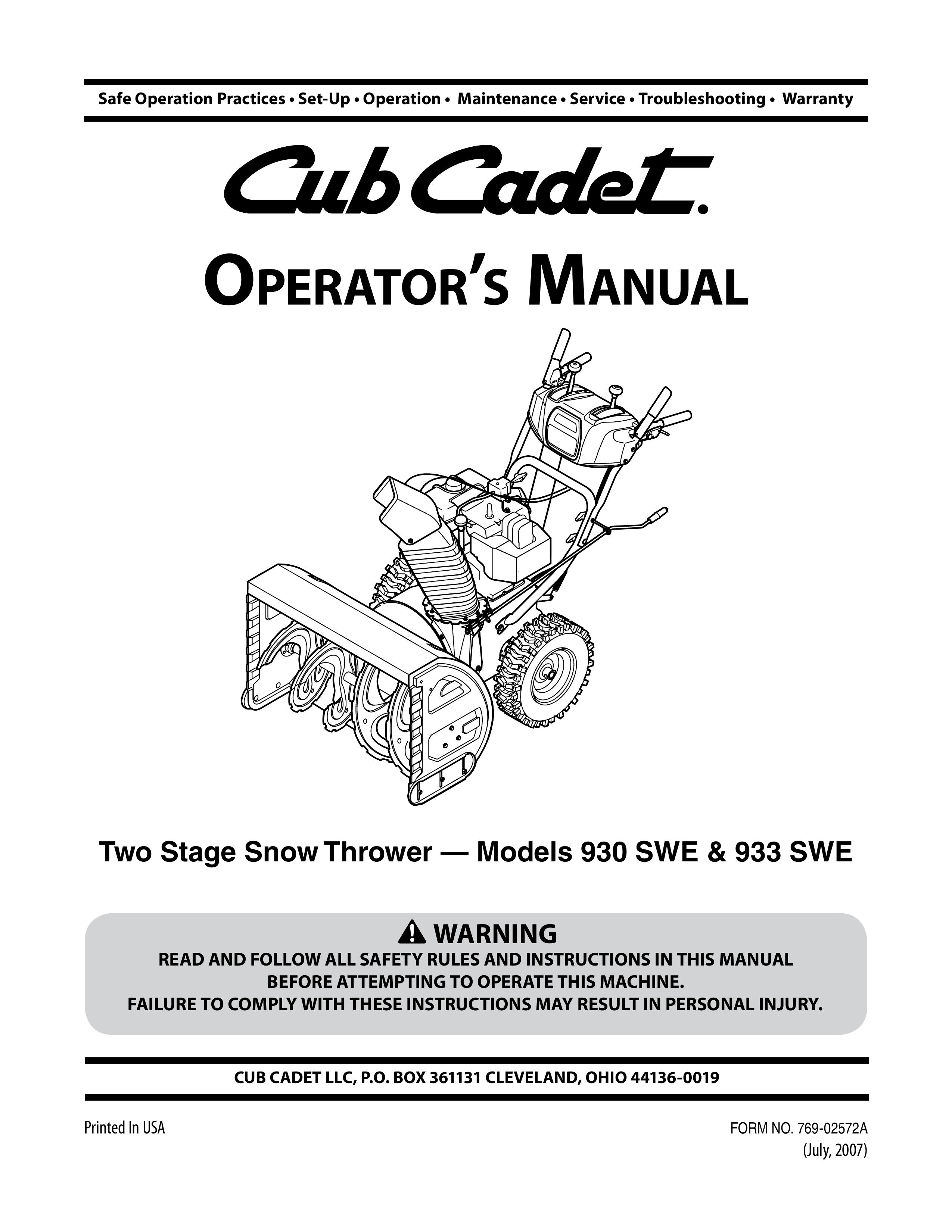 Bolens 930 SWE Snow Blower User Manual