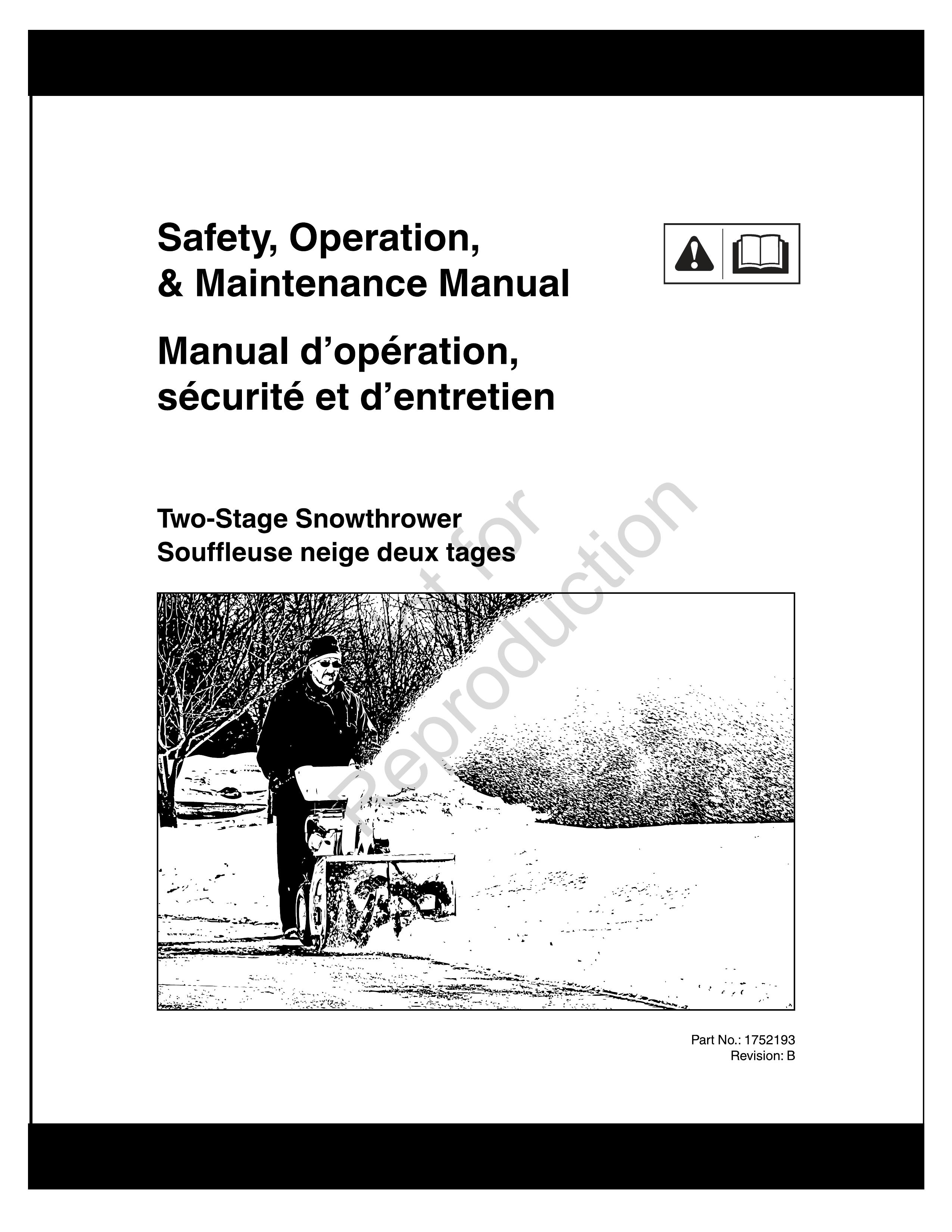 Briggs & Stratton 1696000 Snow Blower User Manual