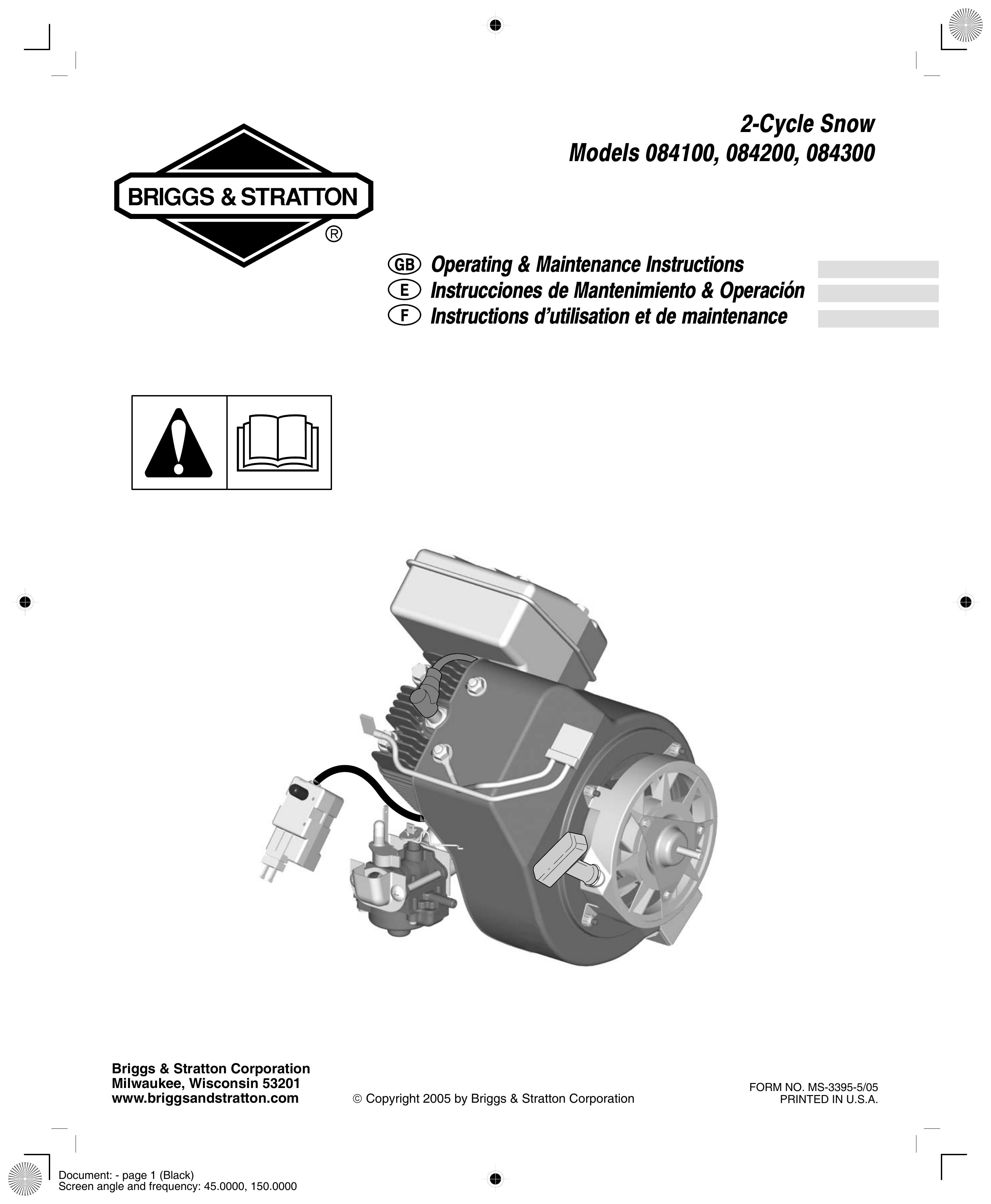 Briggs & Stratton 84100 Snow Blower User Manual