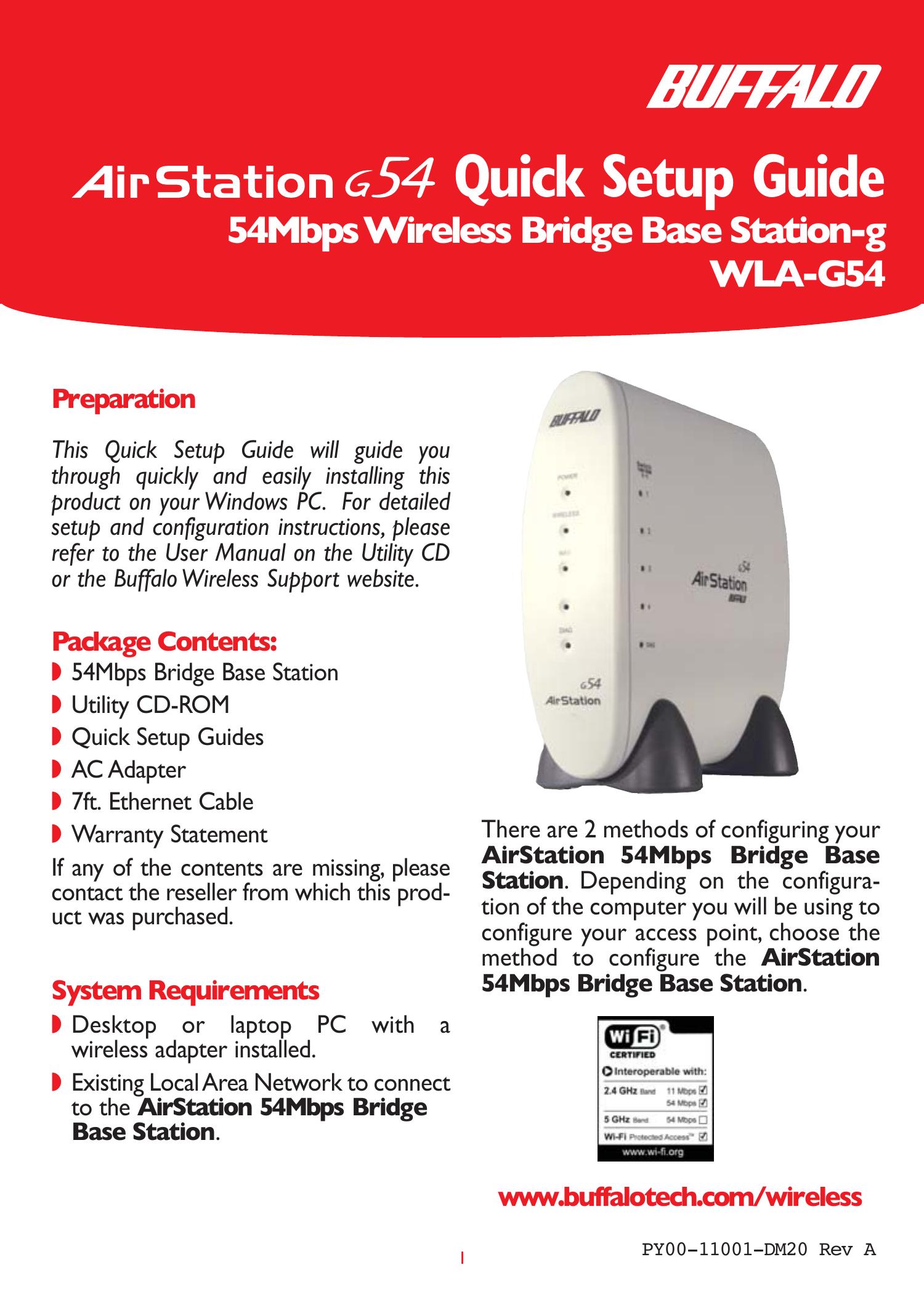 Buffalo Technology WLA-G54 Snow Blower User Manual