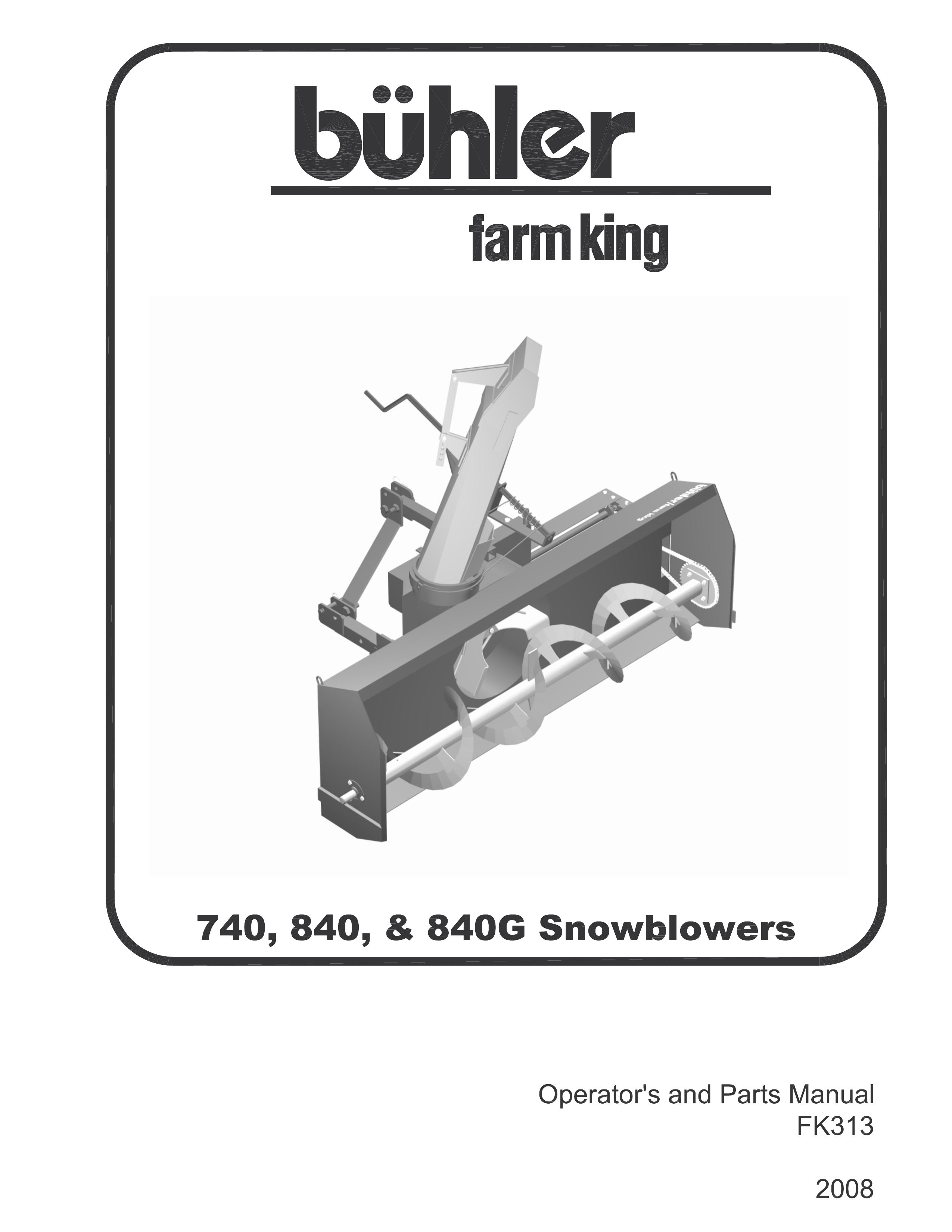 Buhler 740, 840, 840G Snow Blower User Manual
