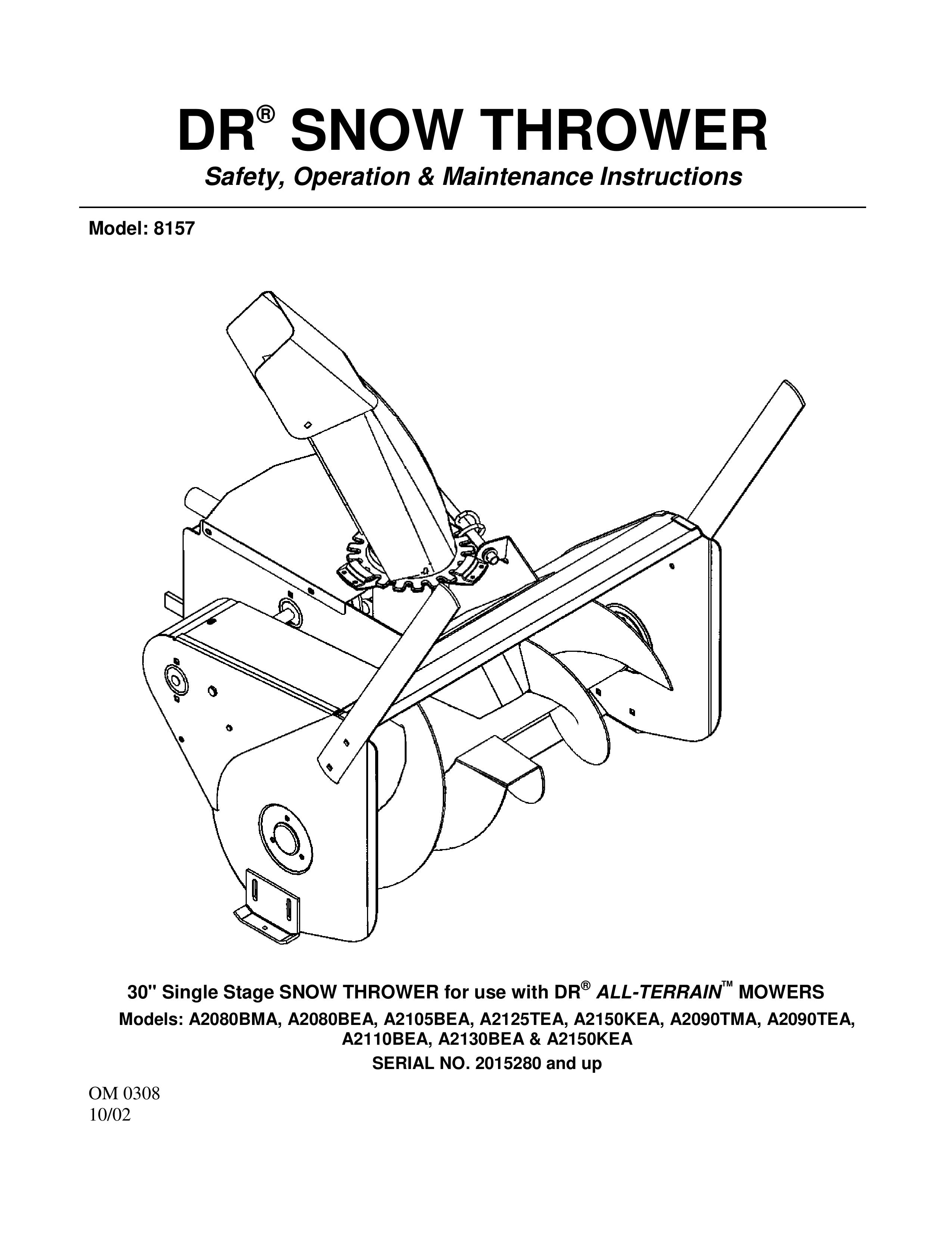 Country Home Products A2080BEA Snow Blower User Manual