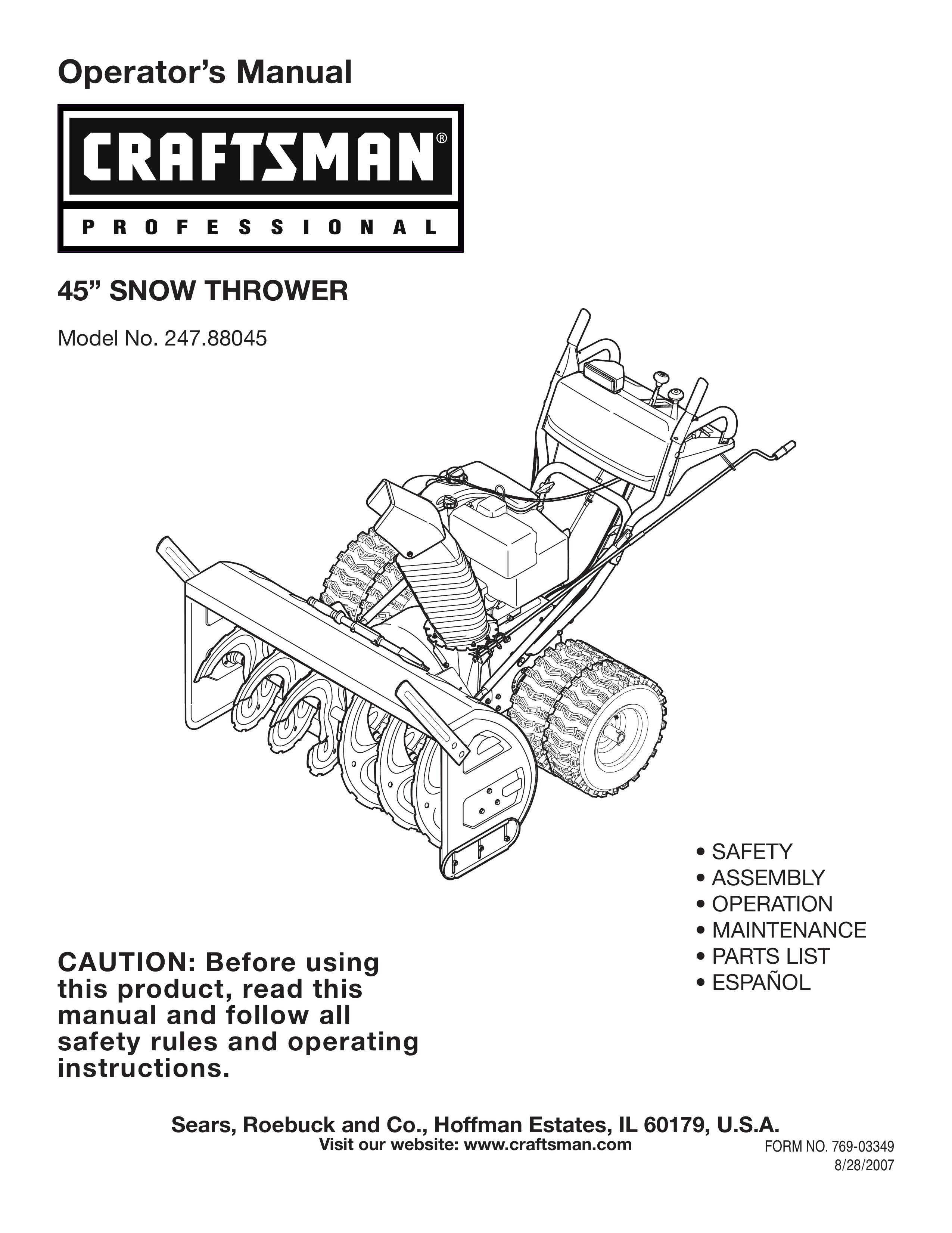 Craftsman 247.88045 Snow Blower User Manual