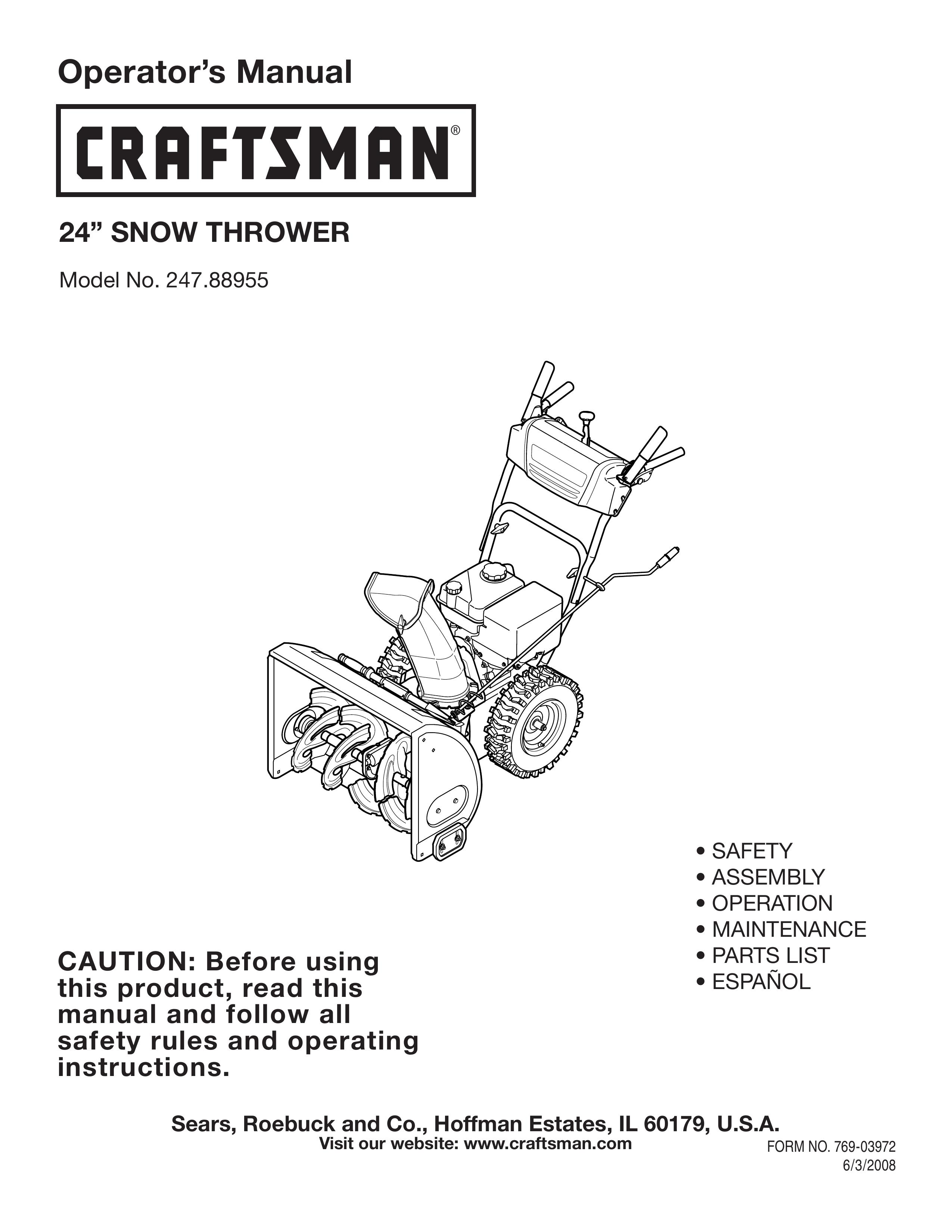 Craftsman 247.88955 Snow Blower User Manual