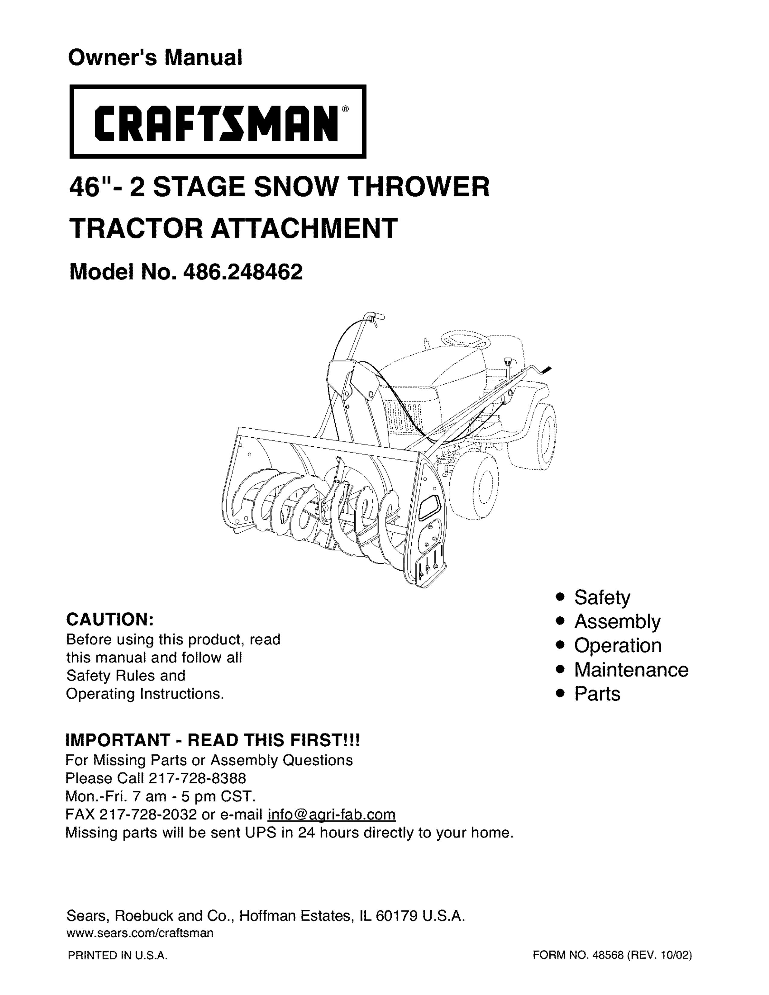 Craftsman 486.248462 Snow Blower User Manual