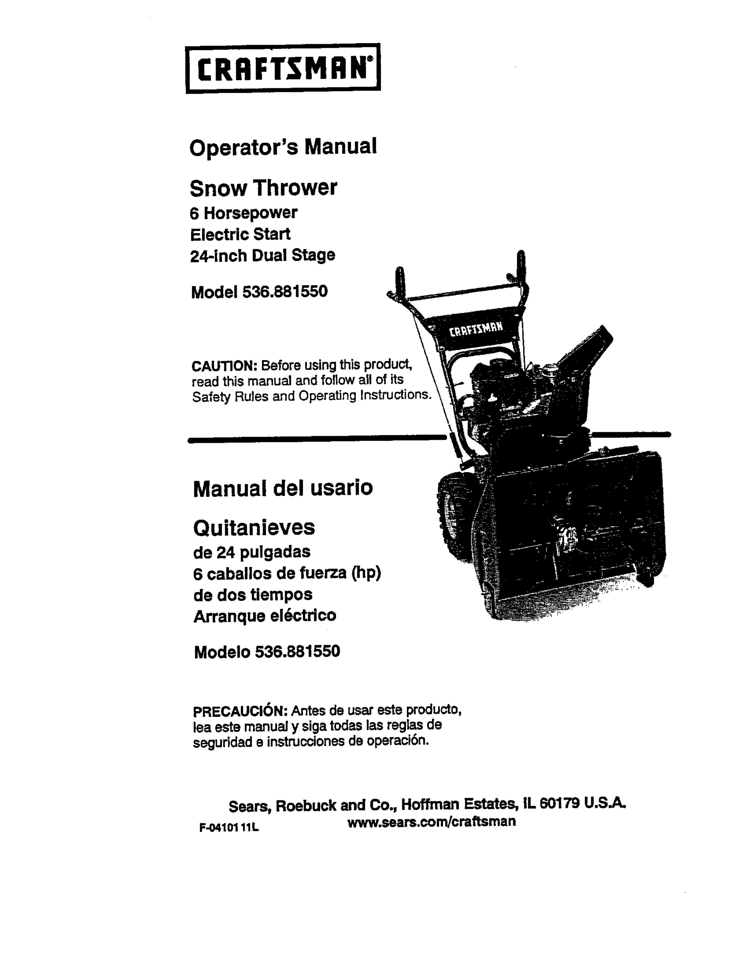 Craftsman 536.88155 Snow Blower User Manual