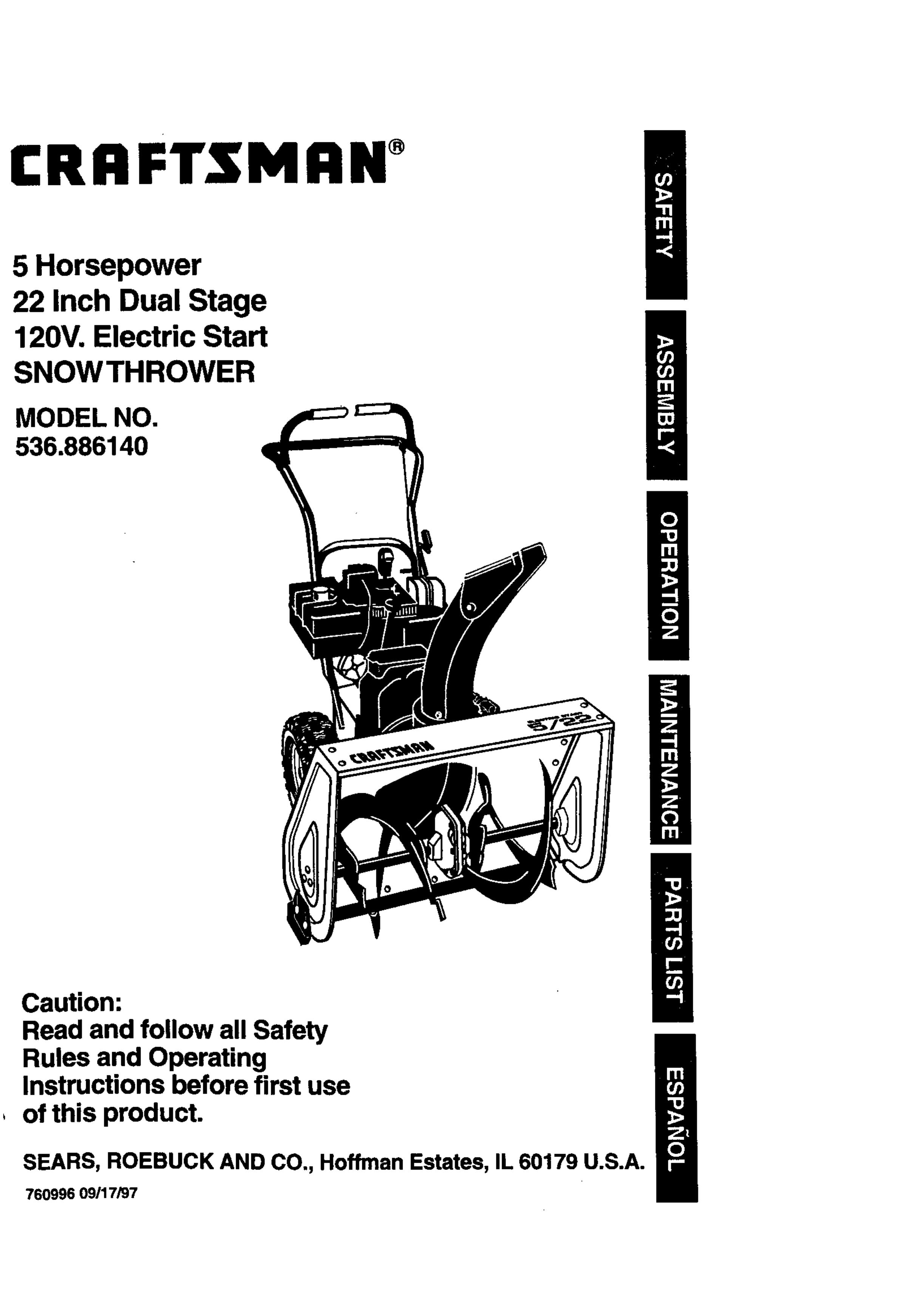 Craftsman 536.88614 Snow Blower User Manual