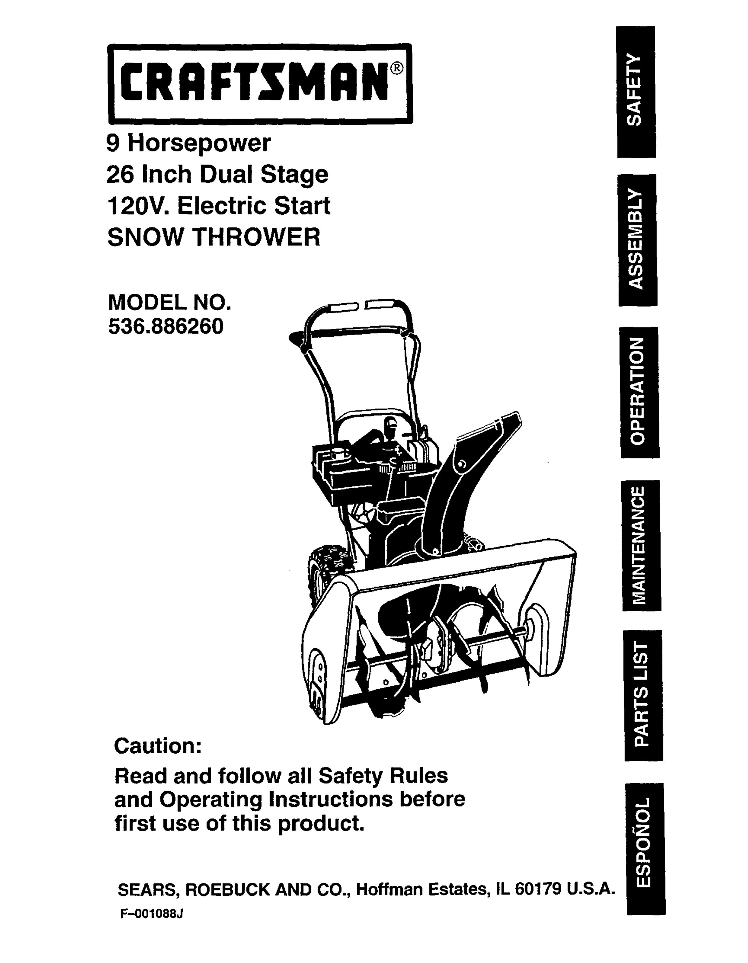 Craftsman 536.88626 Snow Blower User Manual