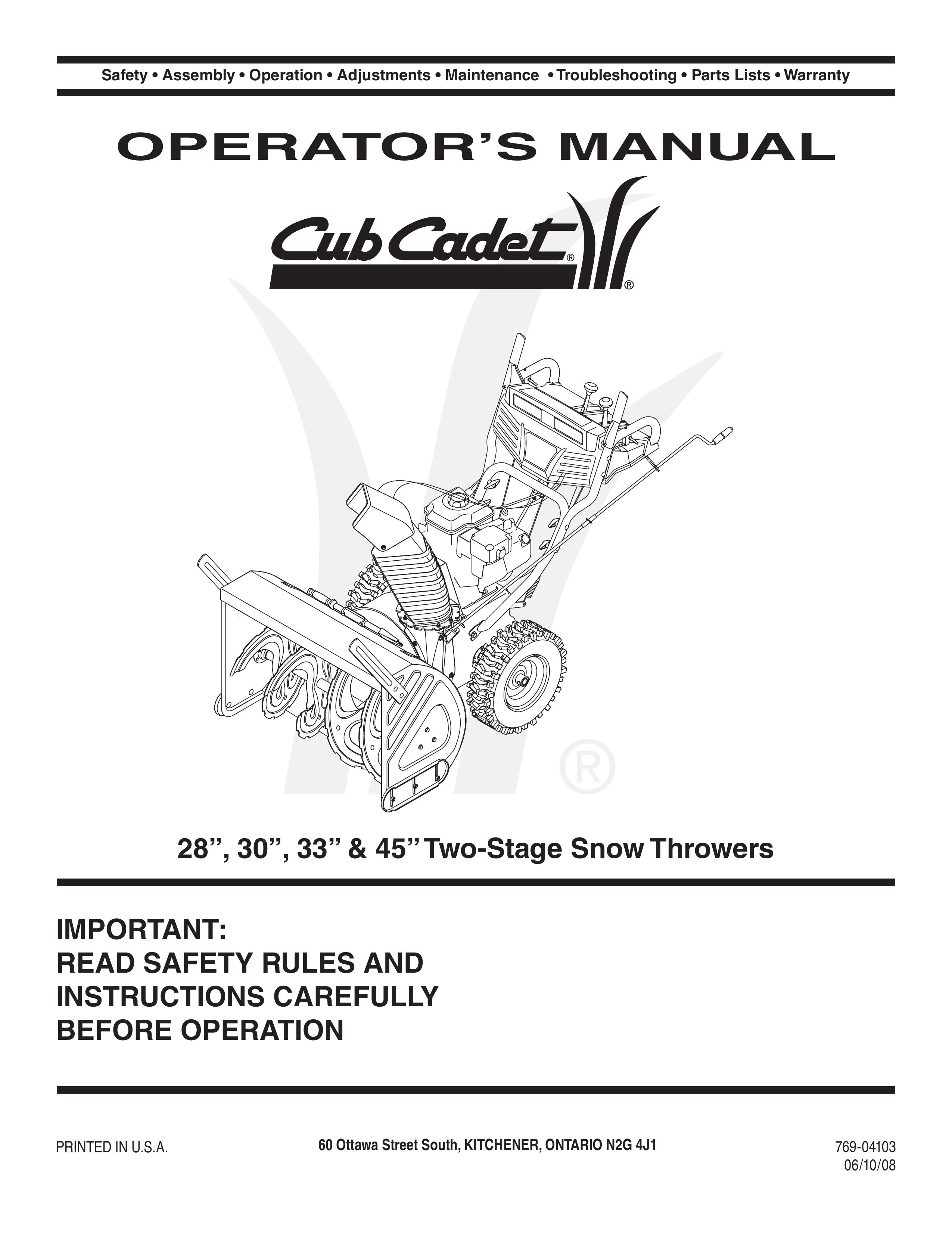 Cub Cadet OEM-390-679 Snow Blower User Manual