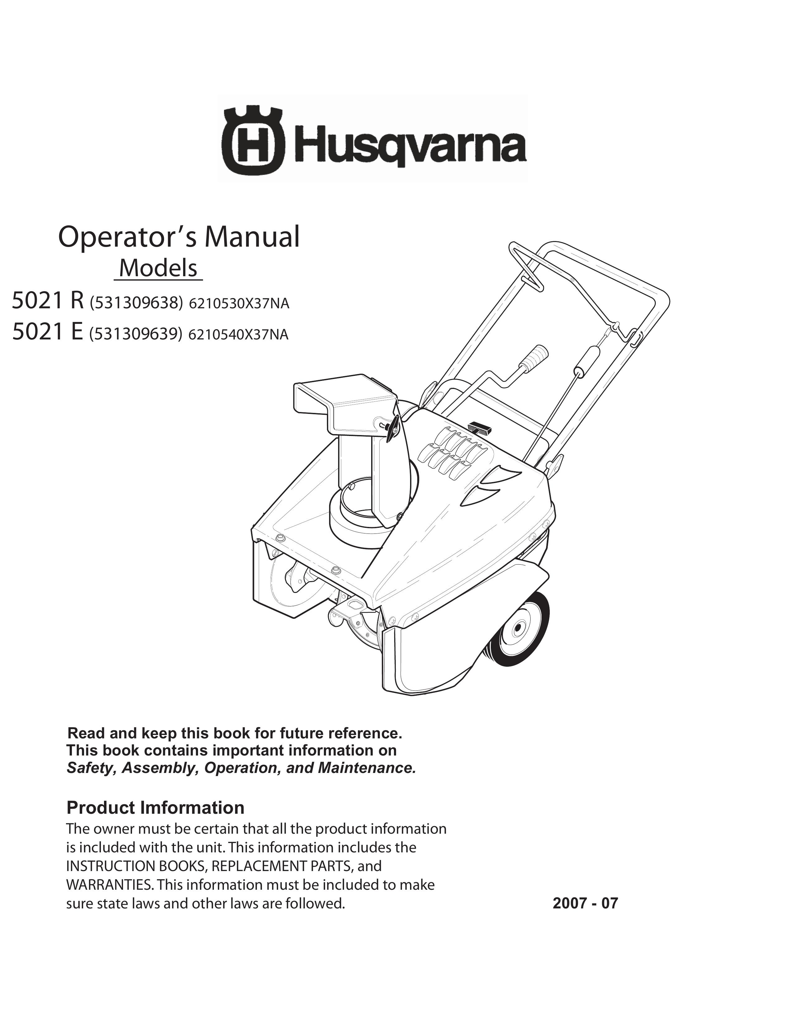 Husqvarna 5021 R Snow Blower User Manual