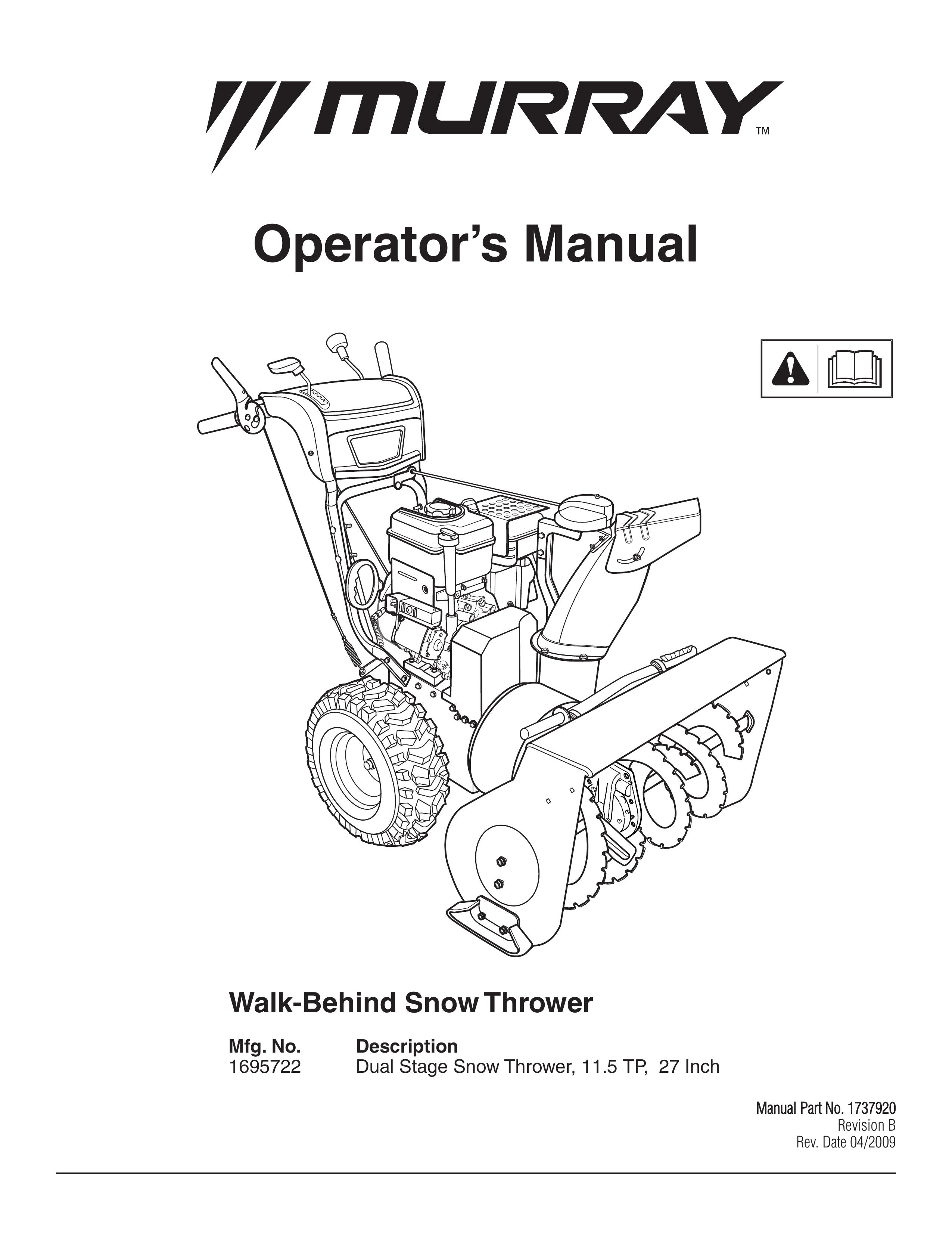 Murray 1695722 Snow Blower User Manual