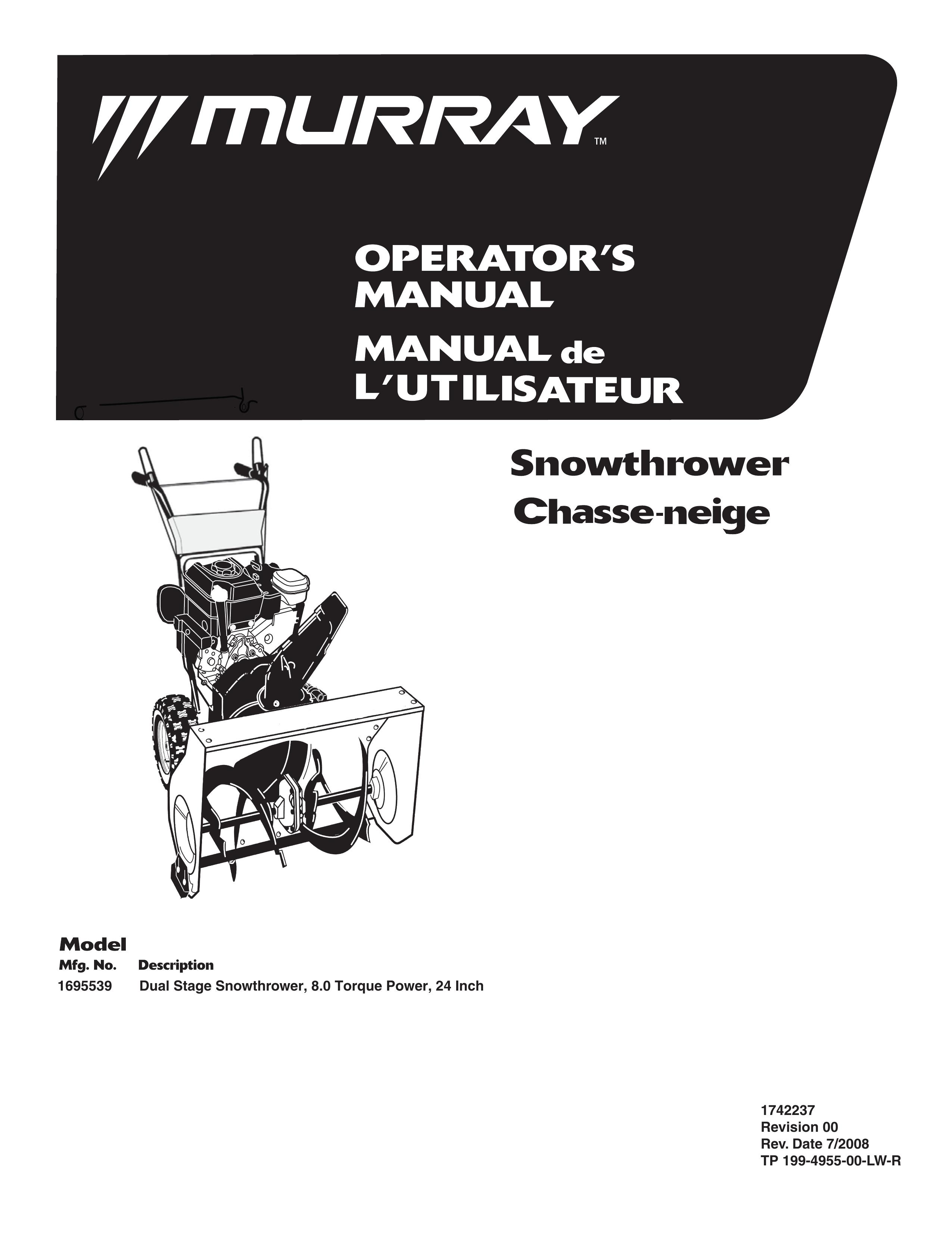 Murray TP 199-4955-00-LW-R Snow Blower User Manual