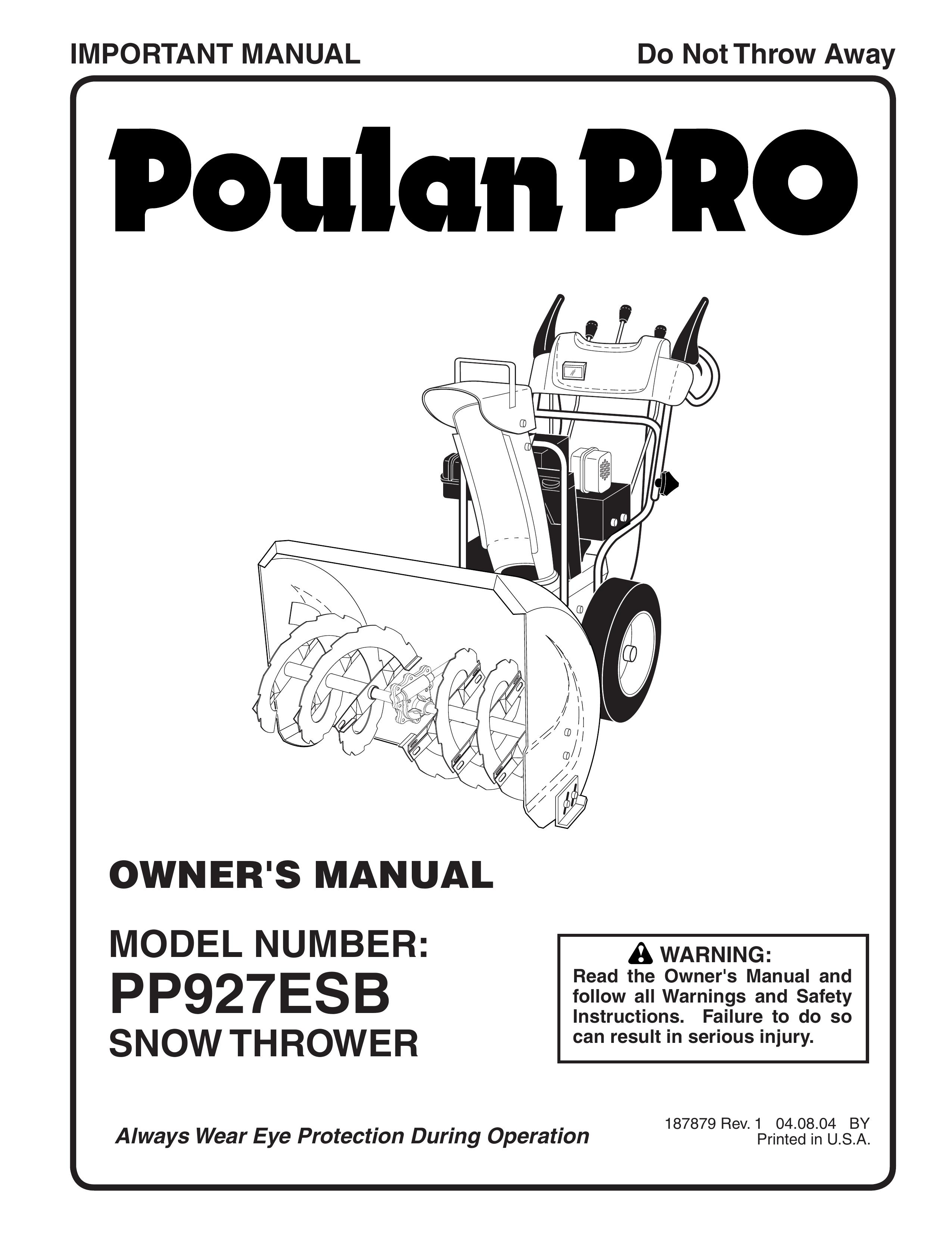 Poulan 187879 Snow Blower User Manual