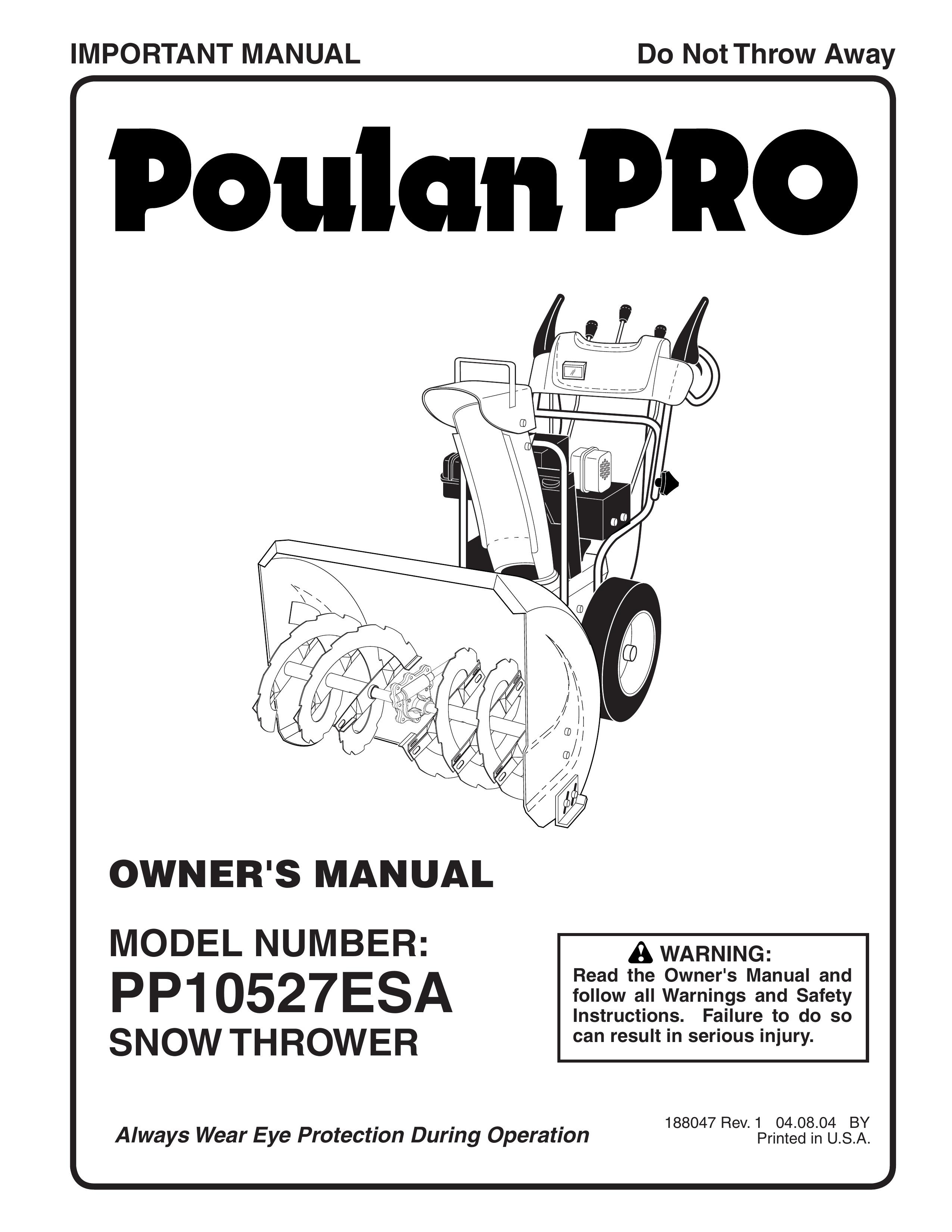 Poulan 188047 Snow Blower User Manual