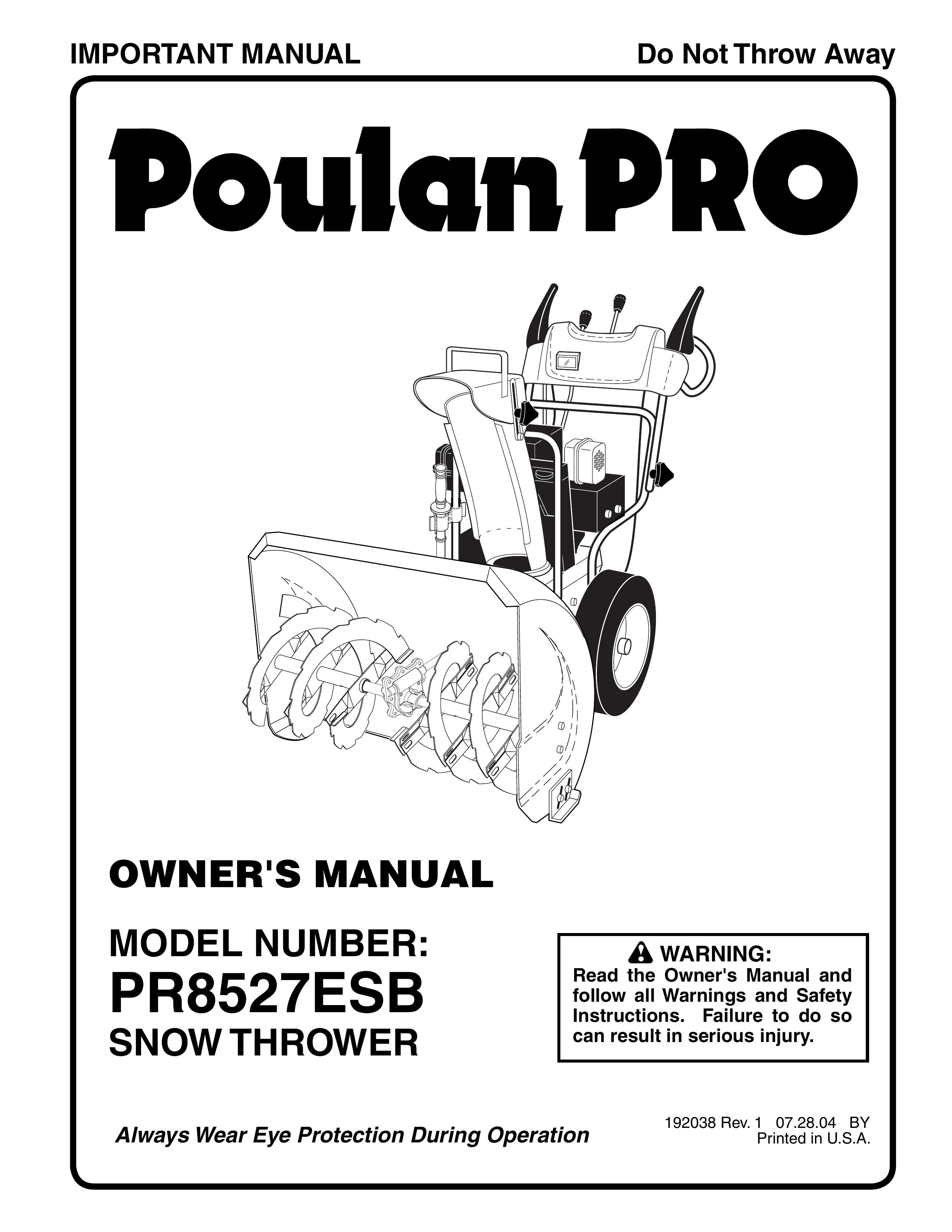 Poulan 192038 Snow Blower User Manual
