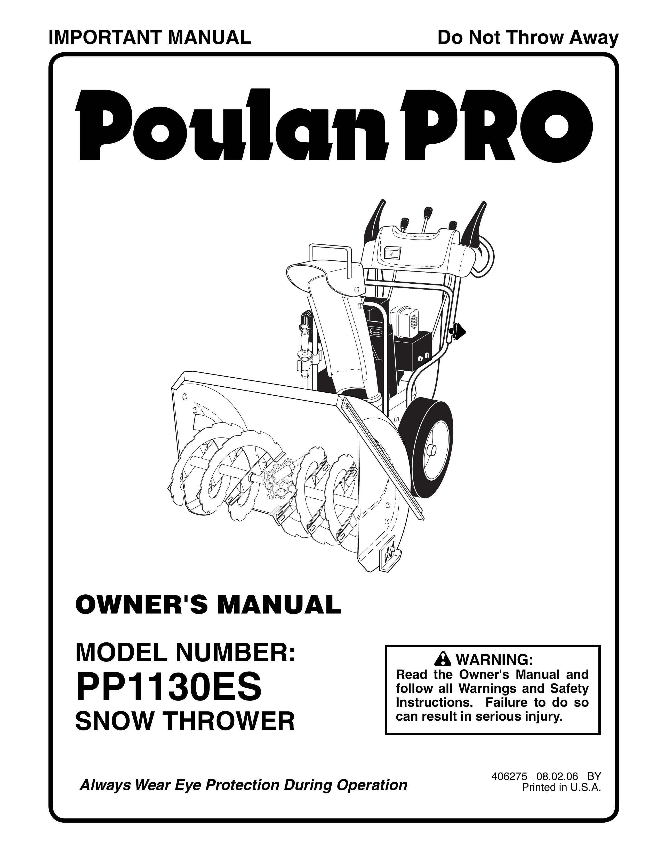 Poulan 406275 Snow Blower User Manual