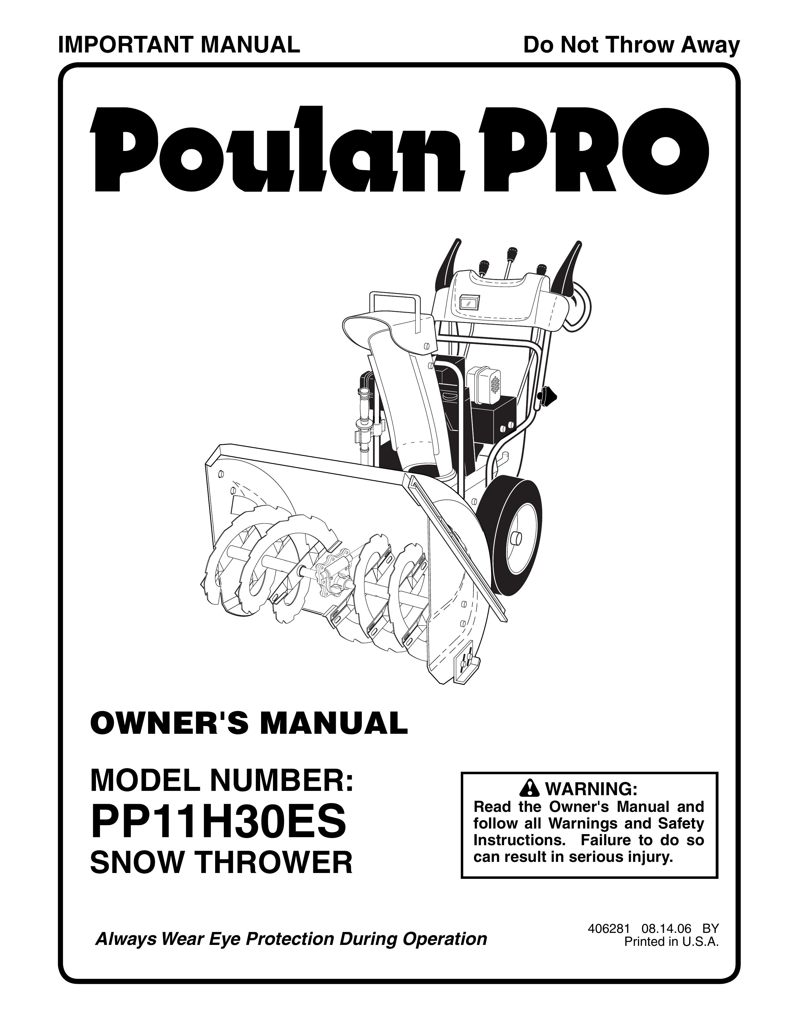 Poulan 406281 Snow Blower User Manual