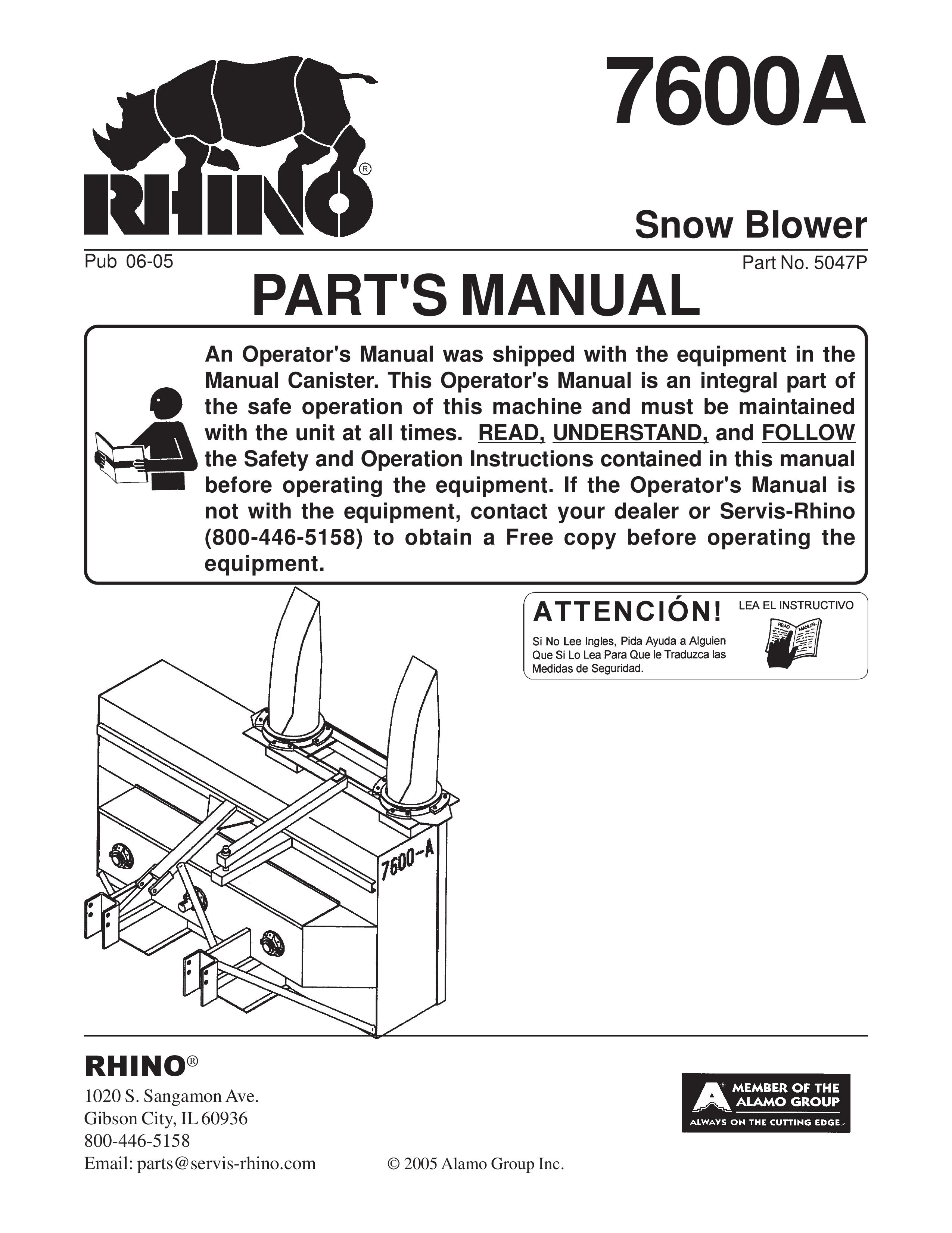 Servis-Rhino 7600A Snow Blower User Manual
