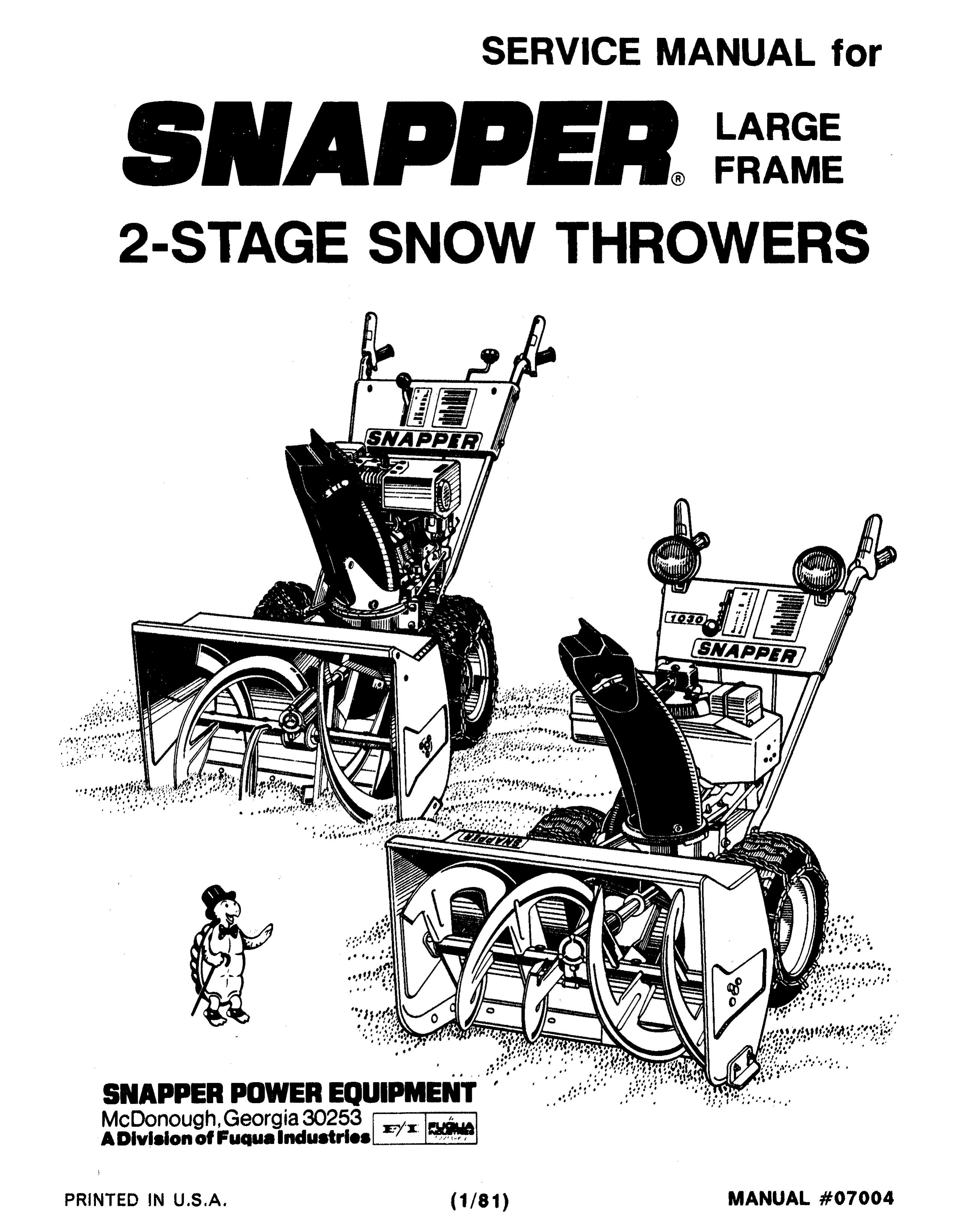 Snapper 07004 Snow Blower User Manual