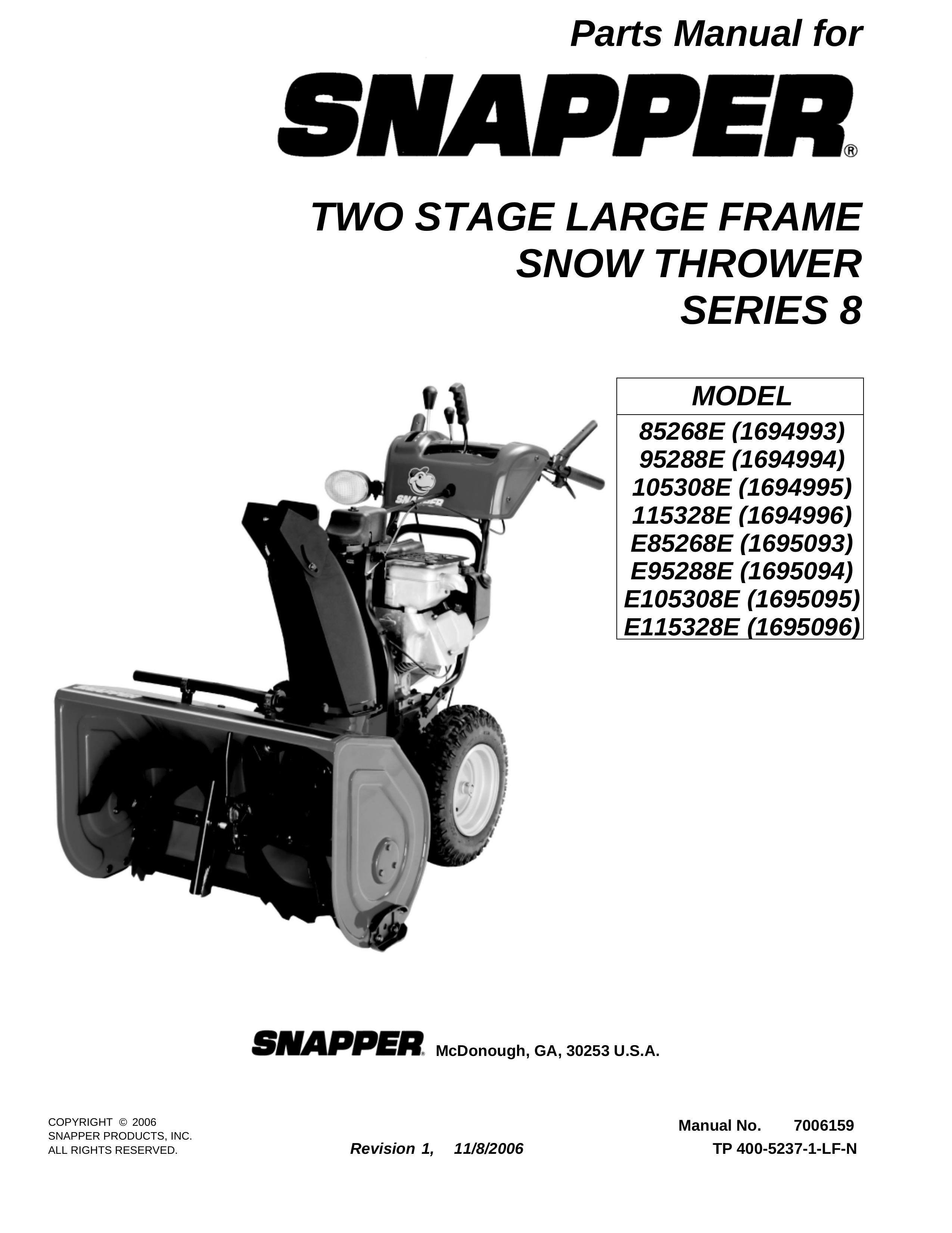 Snapper 105308E (1694995) Snow Blower User Manual
