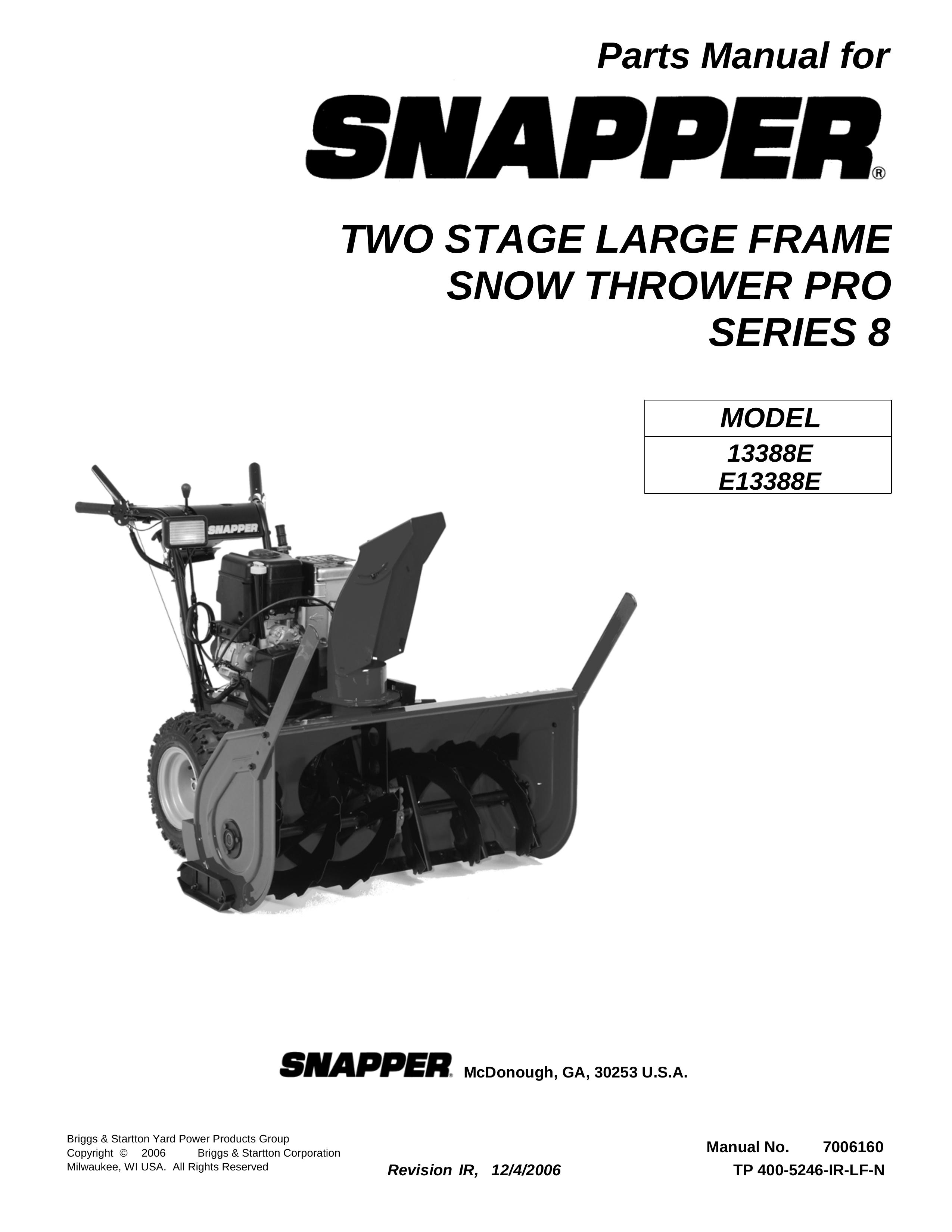 Snapper 13388E Snow Blower User Manual