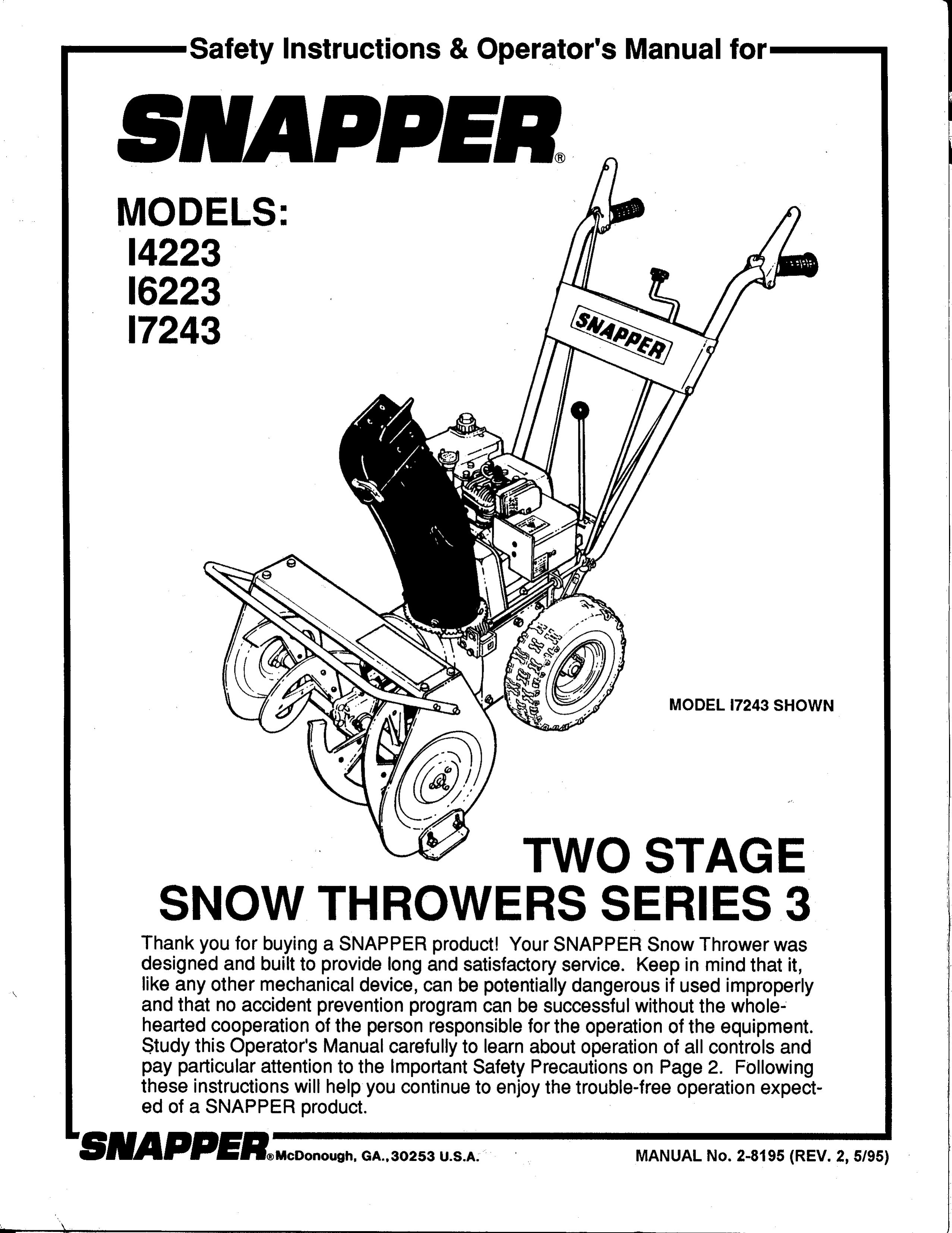 Snapper 14223 Snow Blower User Manual