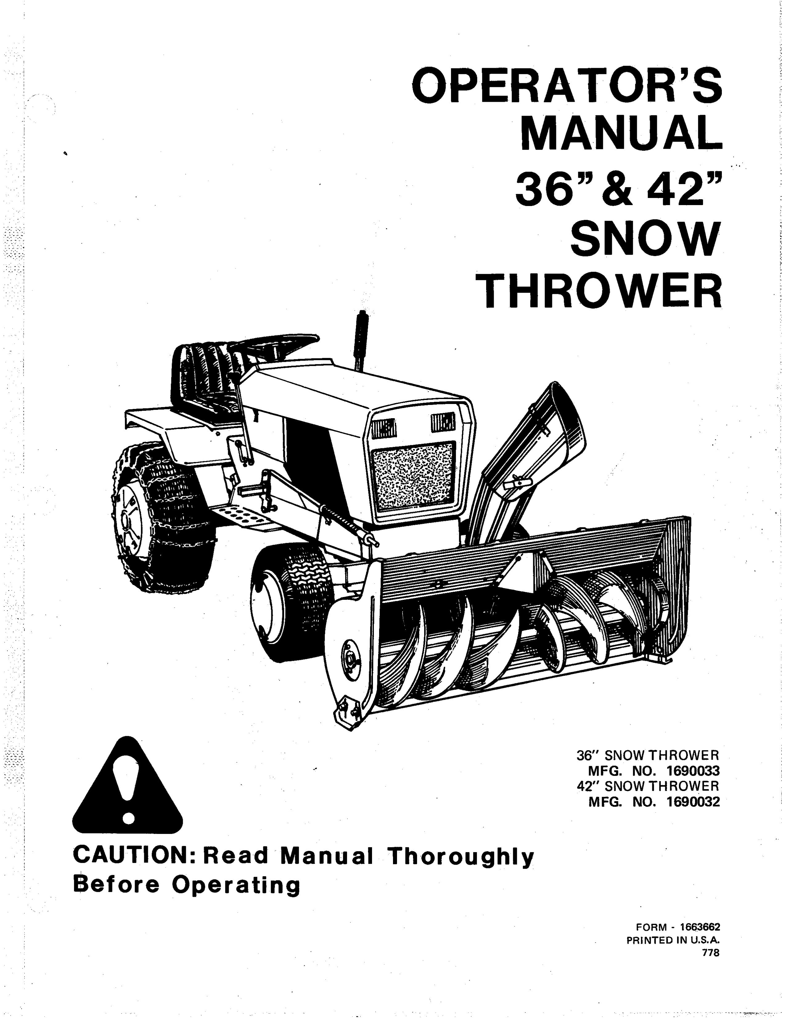 Snapper 1690032 Snow Blower User Manual