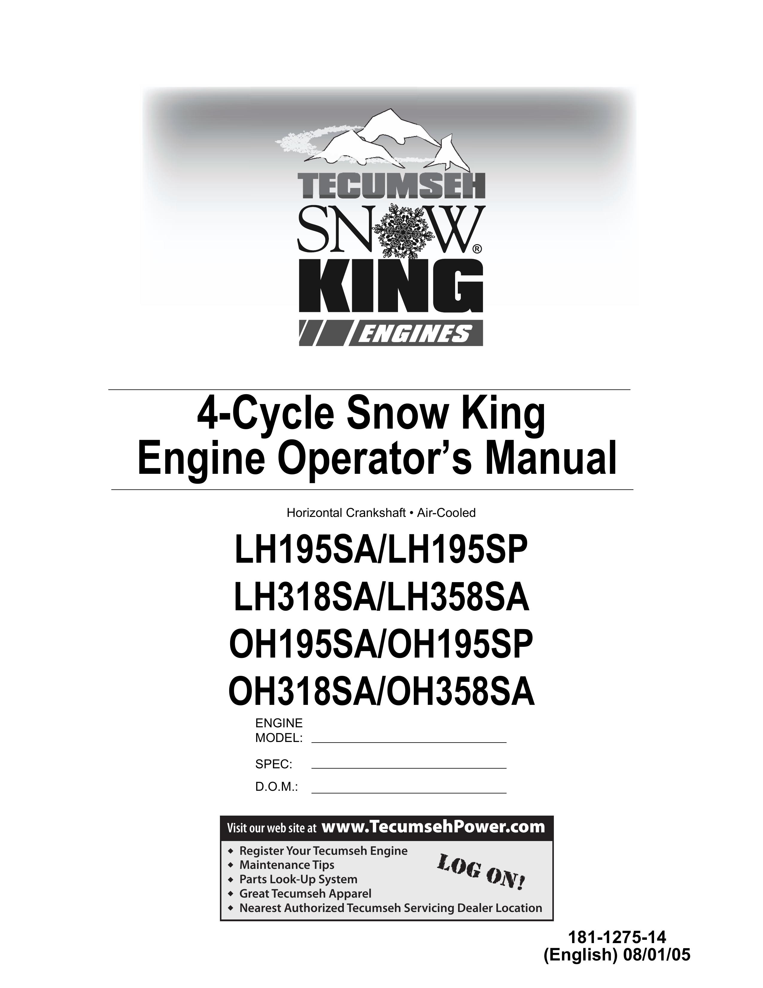 Tecumseh OH318SA Snow Blower User Manual