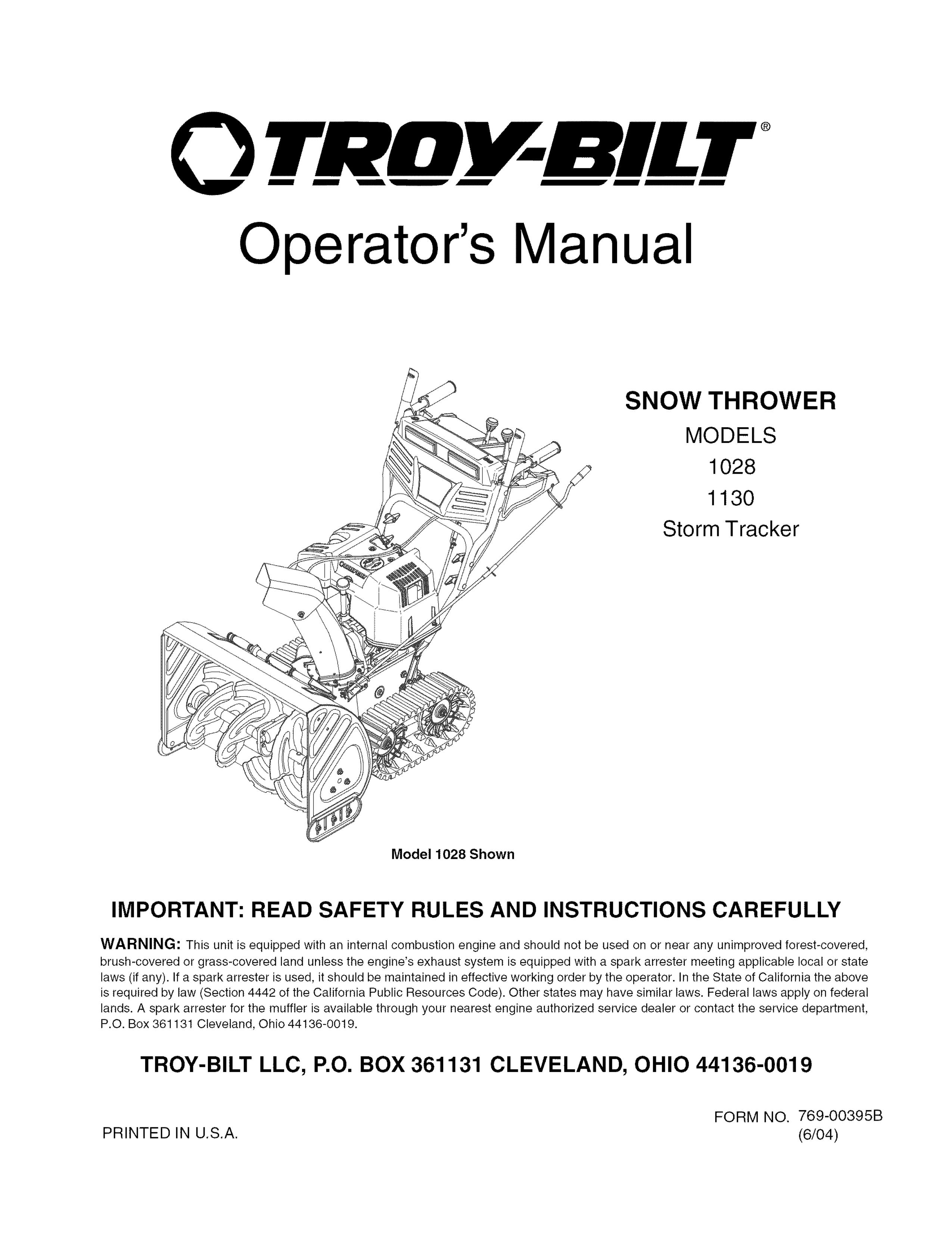 Toro 1028 Snow Blower User Manual