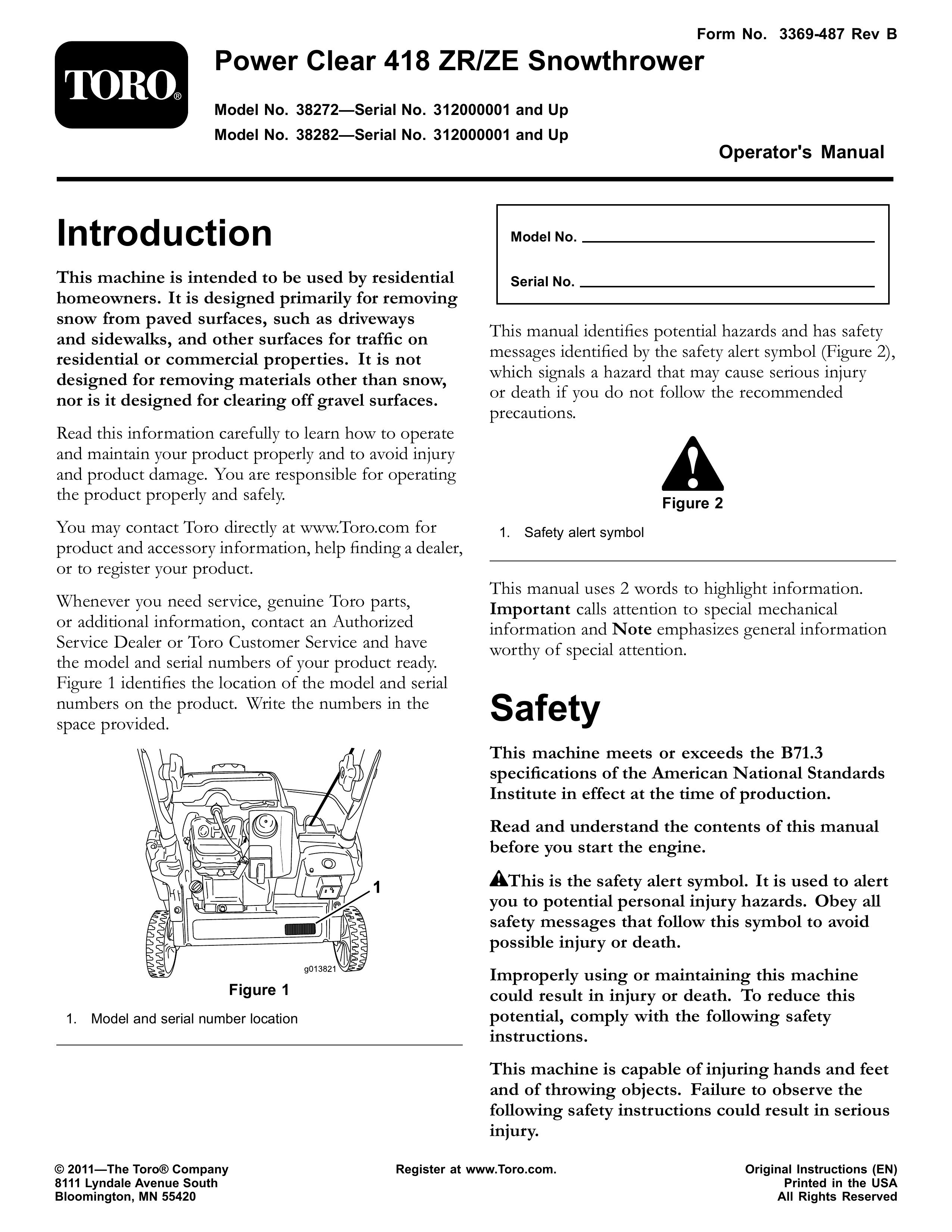 Toro 38272 Snow Blower User Manual