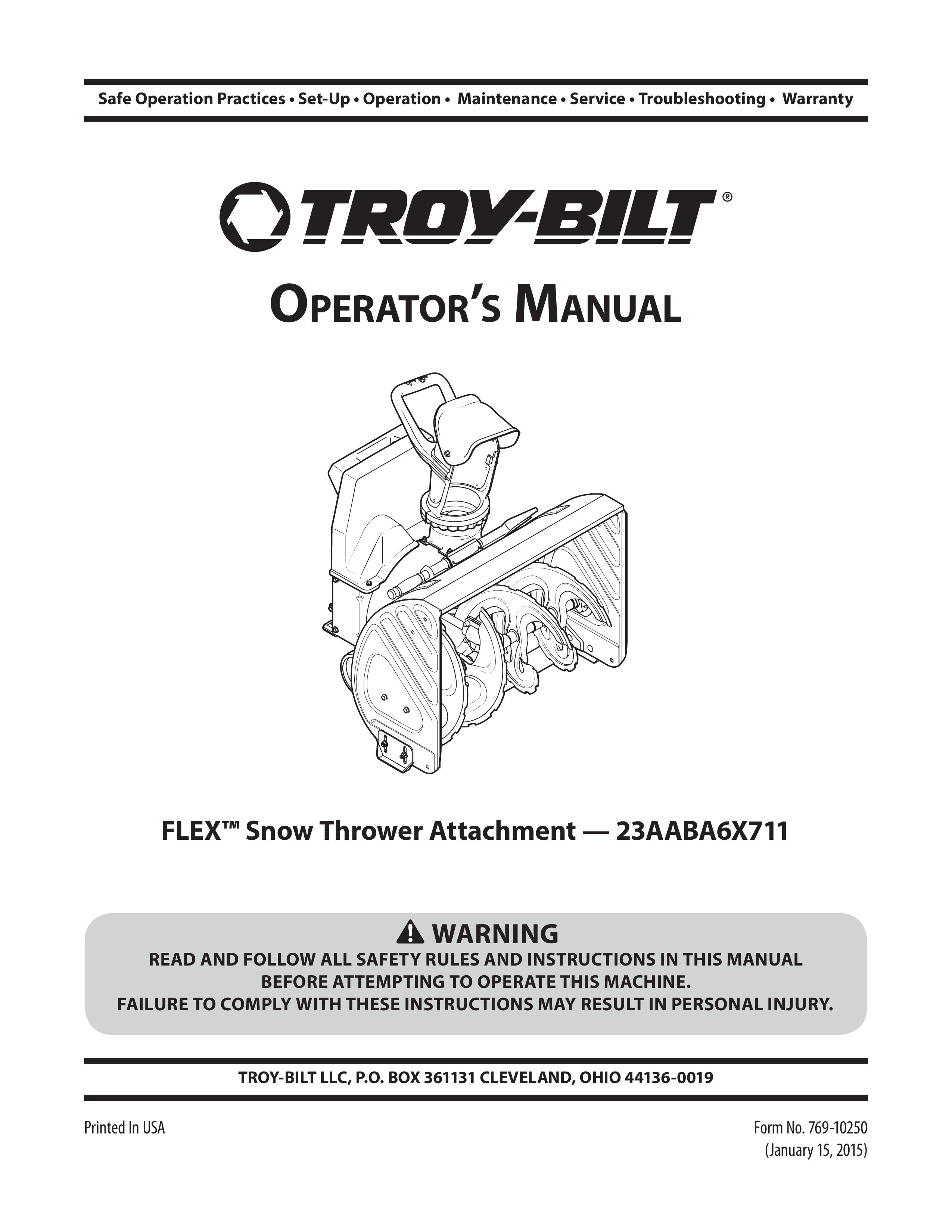 Troy-Bilt 23AABA6X711 Snow Blower User Manual