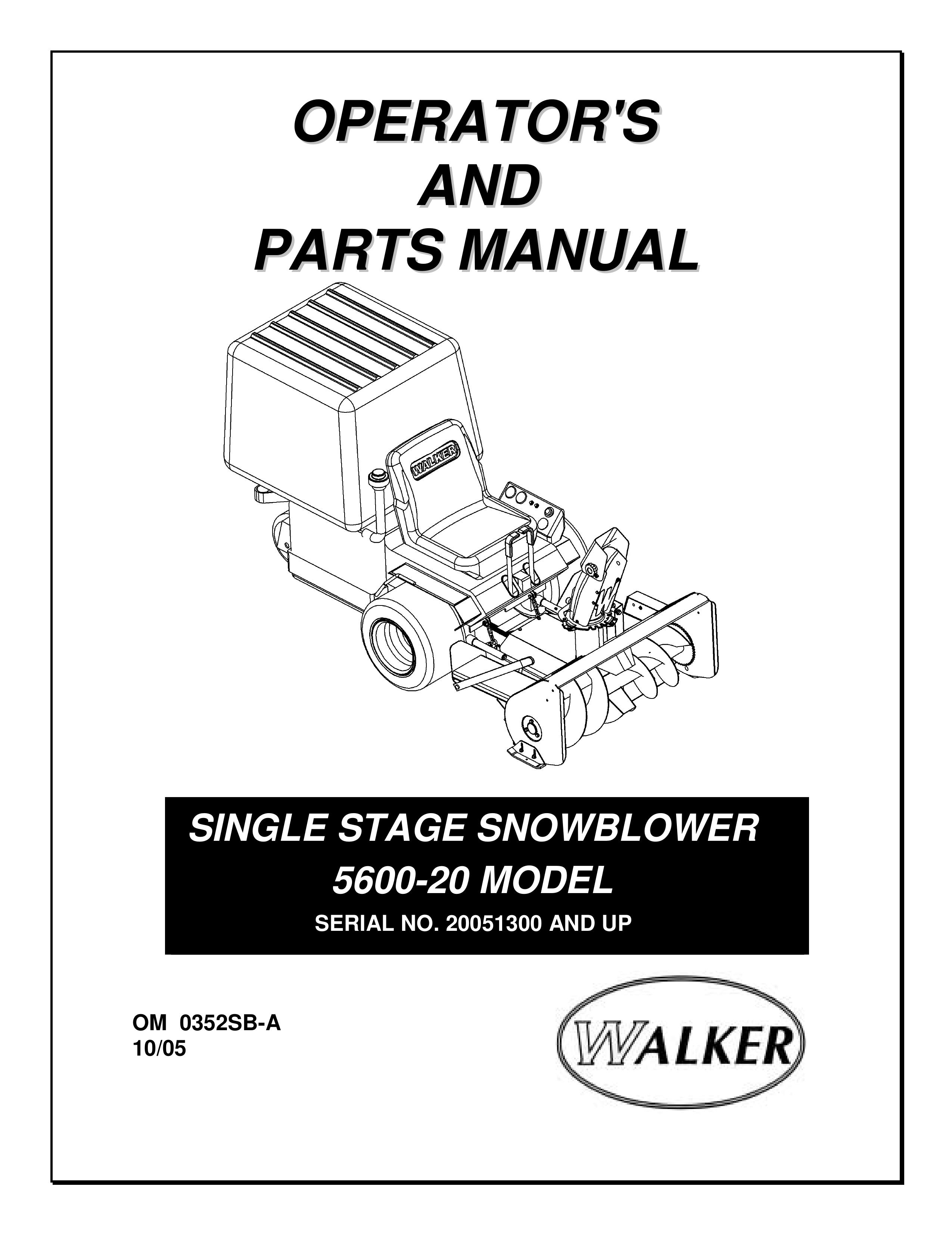Walker 5600-20 Snow Blower User Manual