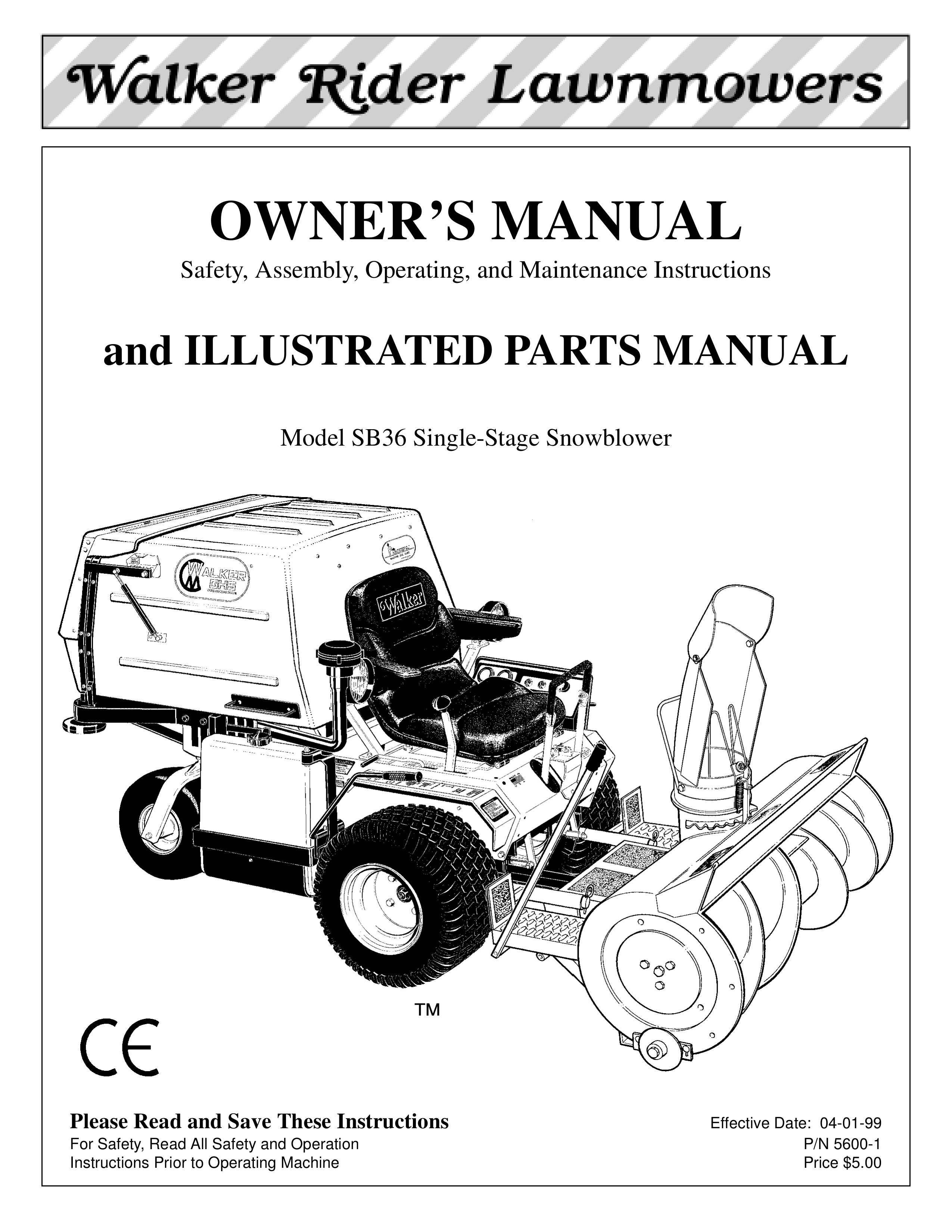 Walker SB36 Snow Blower User Manual