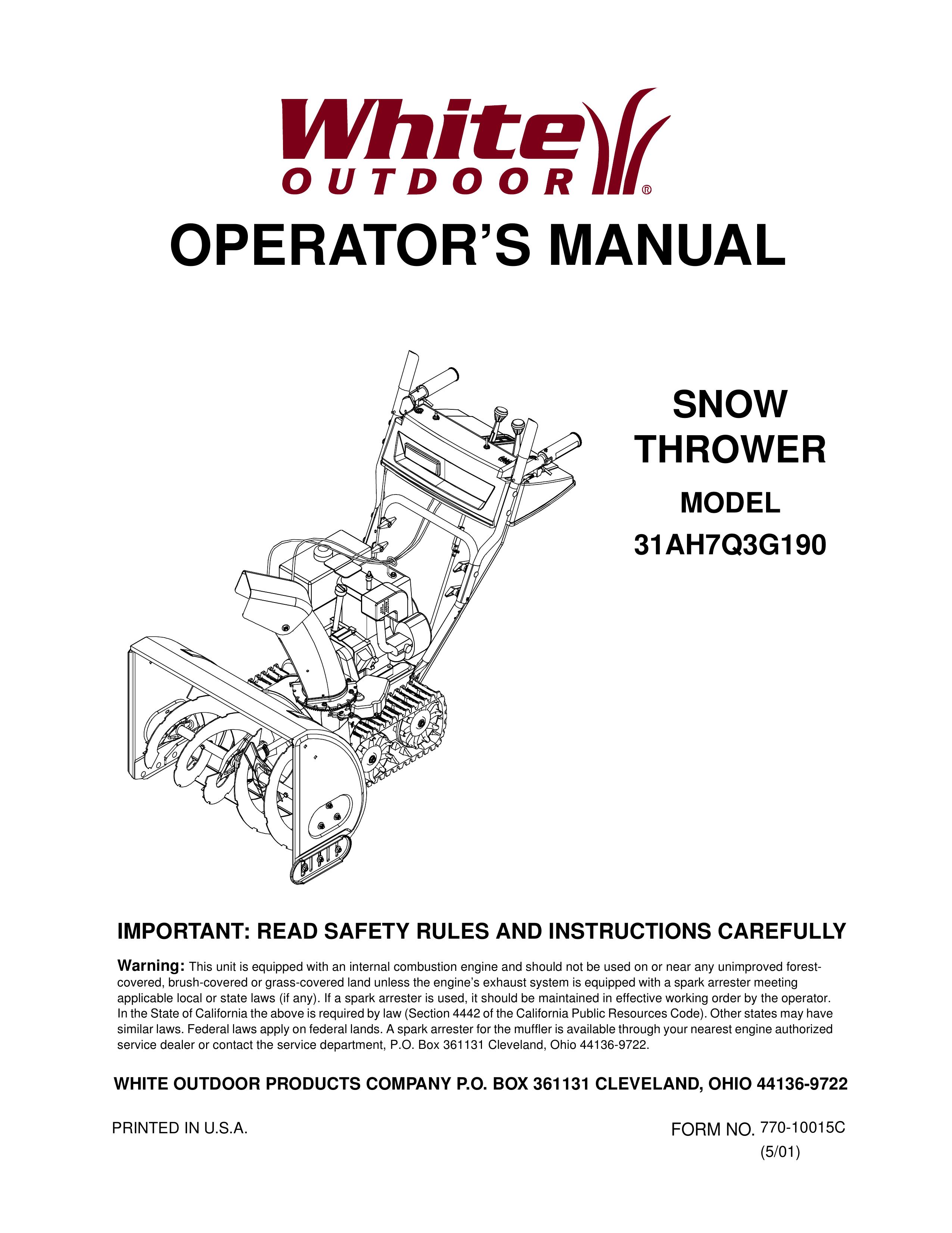 White Outdoor 31AH7Q3G190 Snow Blower User Manual