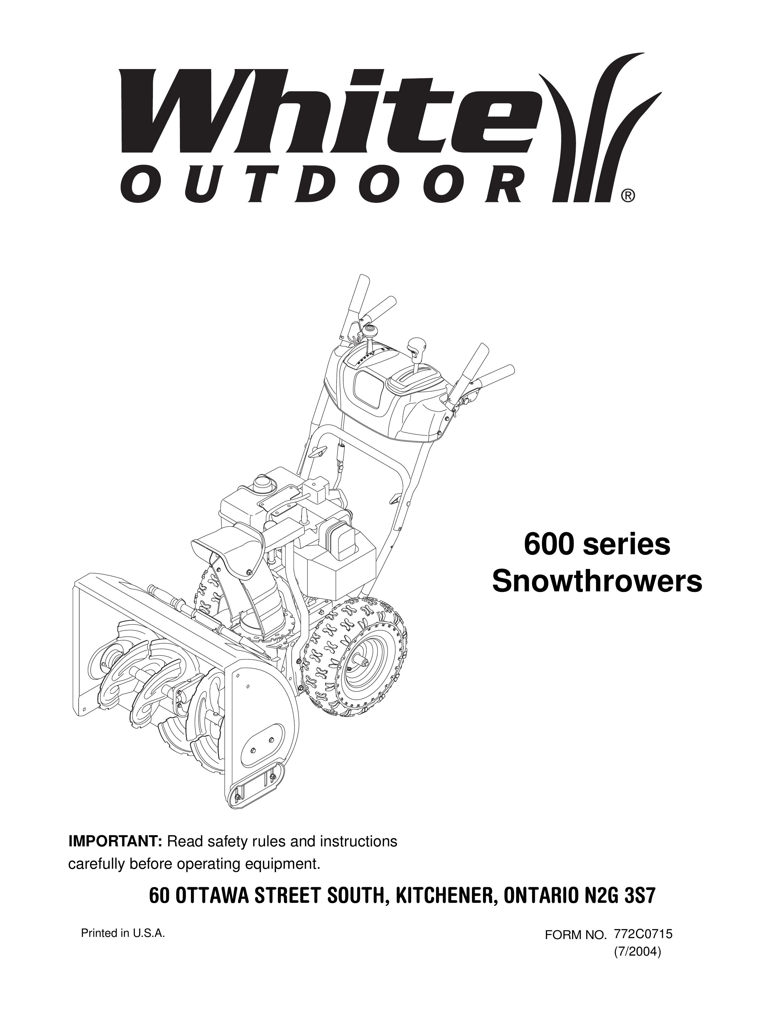 White Outdoor 772C0715 Snow Blower User Manual