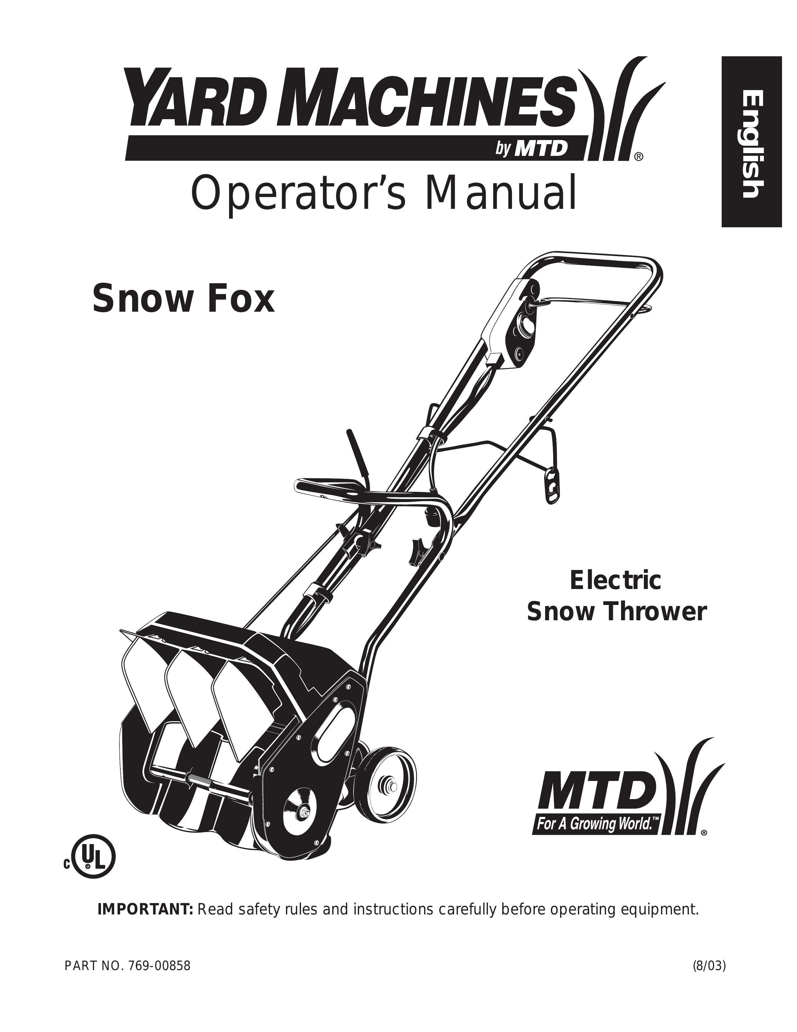 Yard Machines Electric Snow Thrower Snow Blower User Manual
