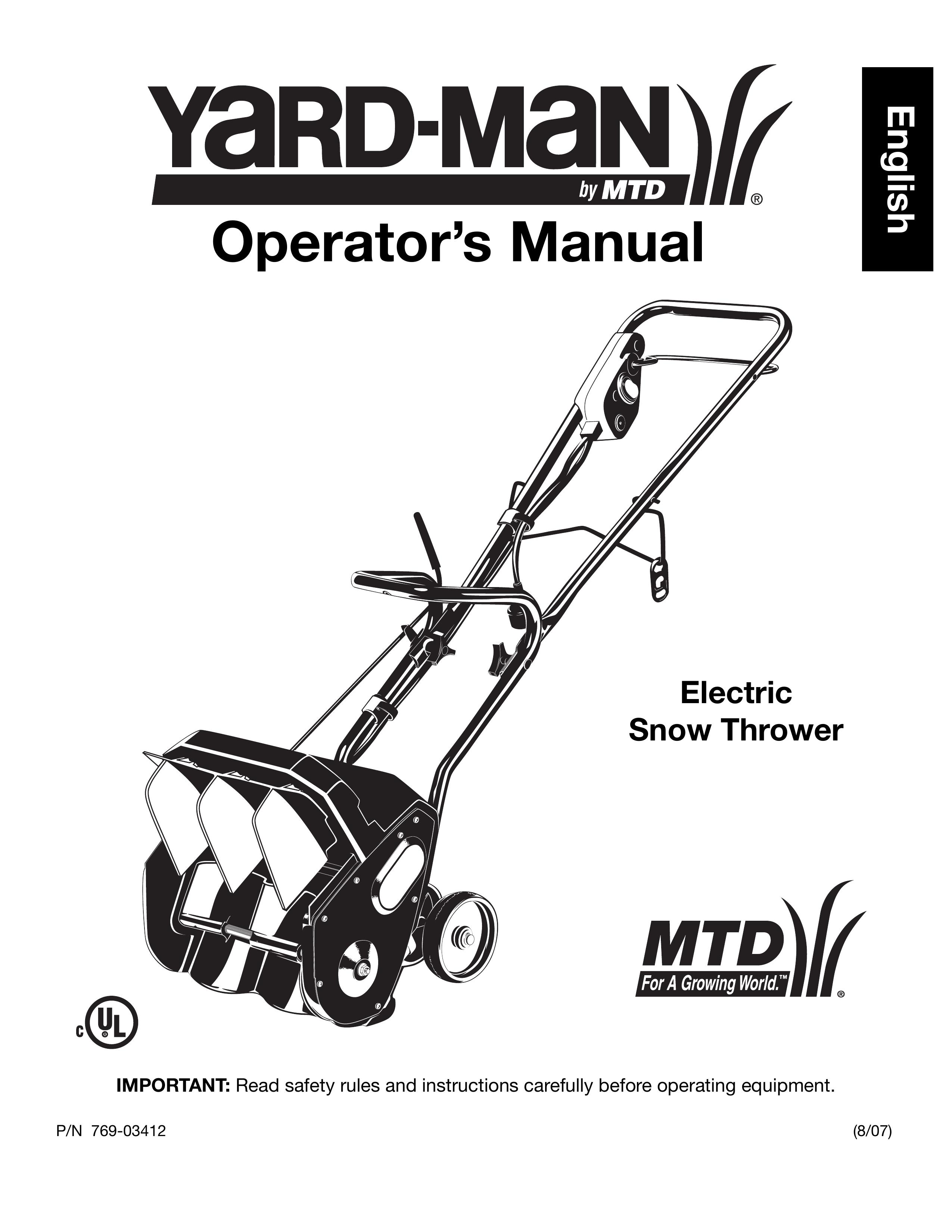 Yard-Man 769-03412 Snow Blower User Manual
