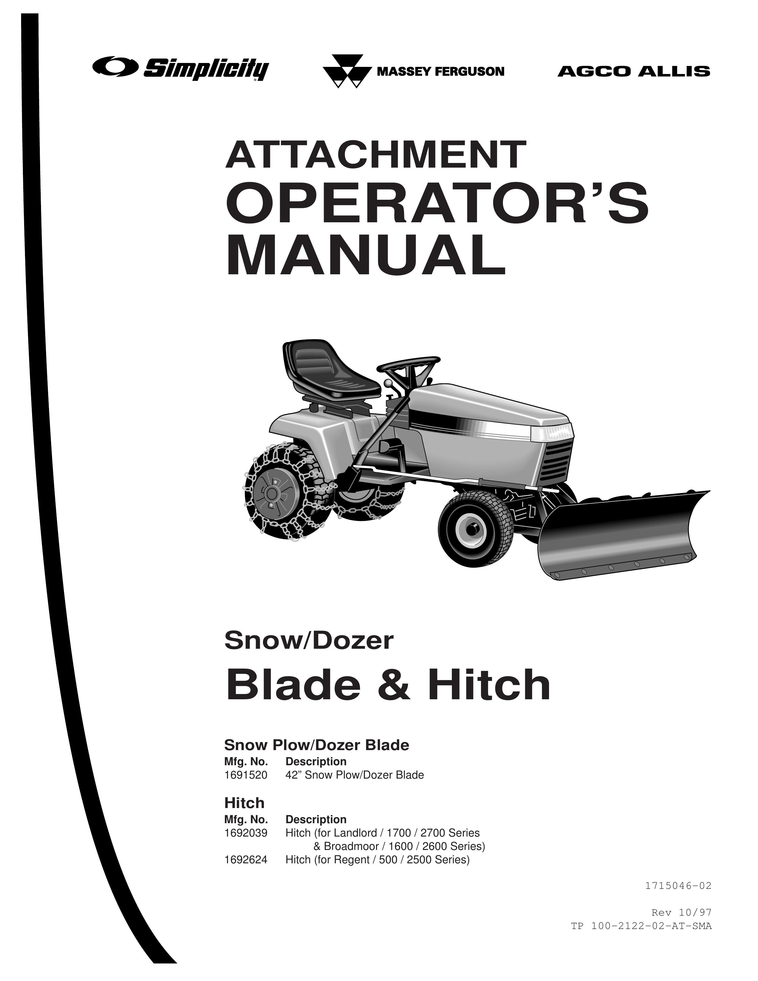 Simplicity 1691620 Snow Blower Attachment User Manual