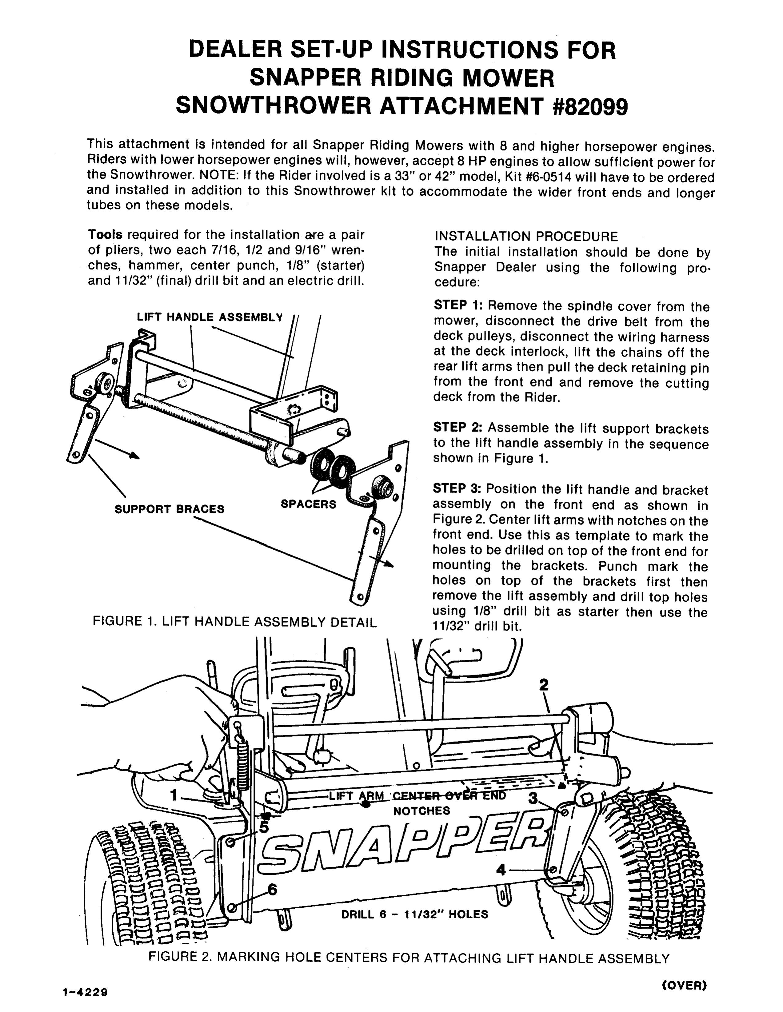 Snapper 82099 Snow Blower Attachment User Manual