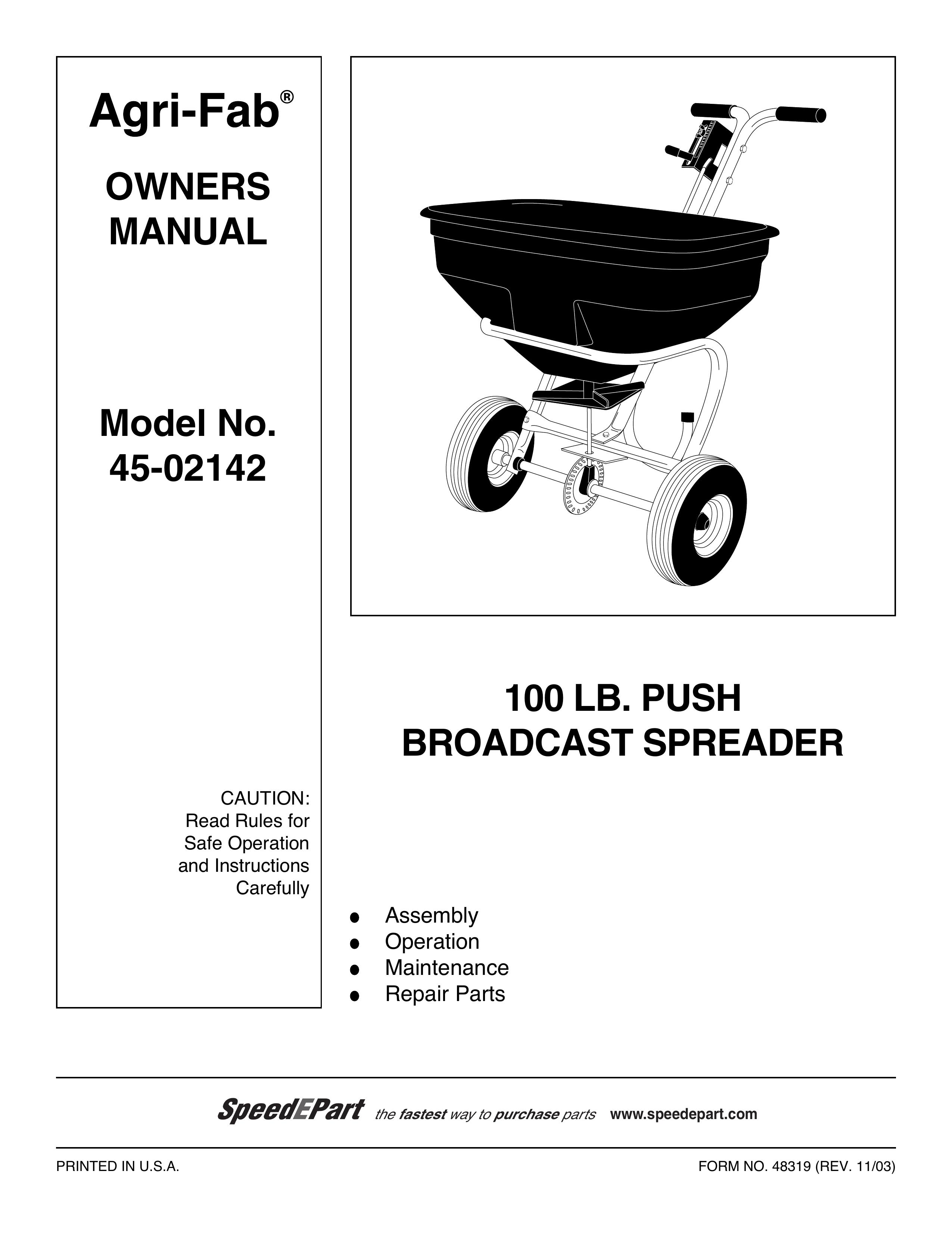 Agri-Fab 45-02142 Spreader User Manual