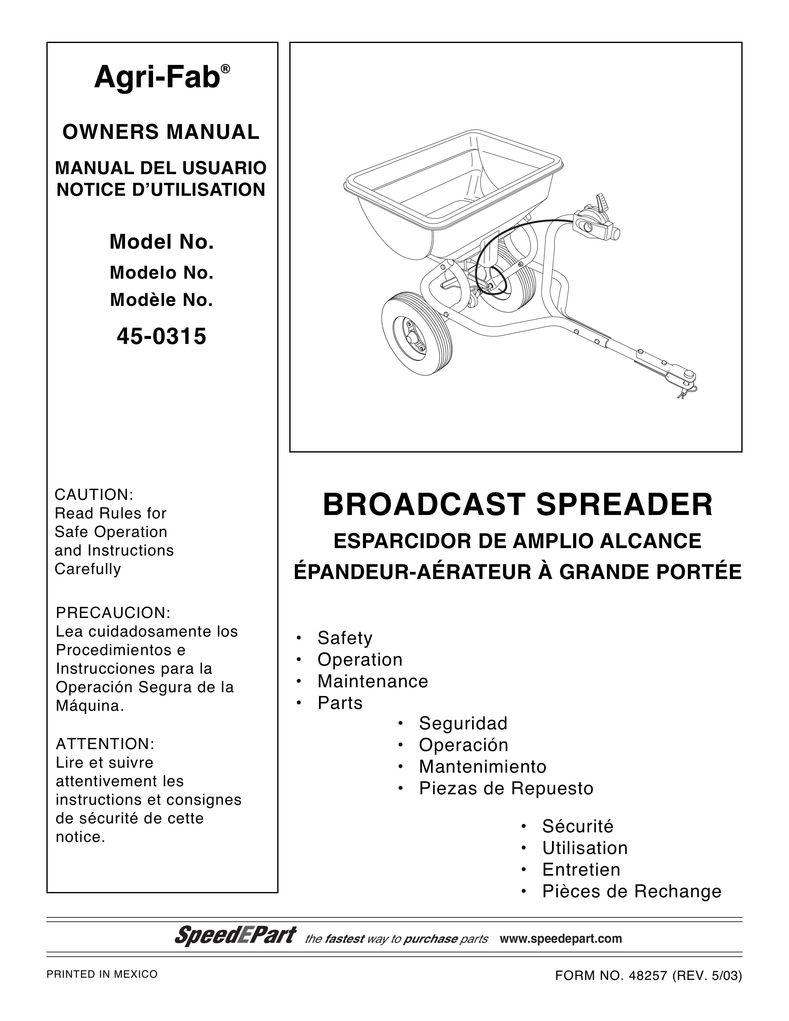 Agri-Fab 45-0315 Spreader User Manual