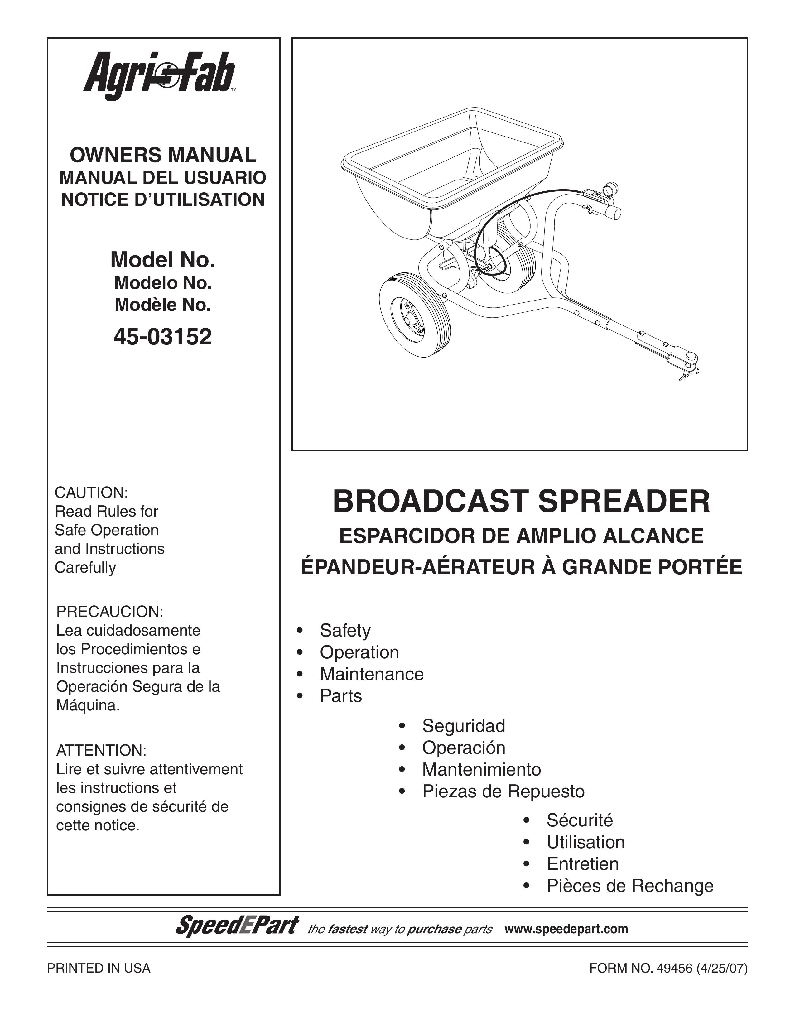 Agri-Fab 45-03152 Spreader User Manual
