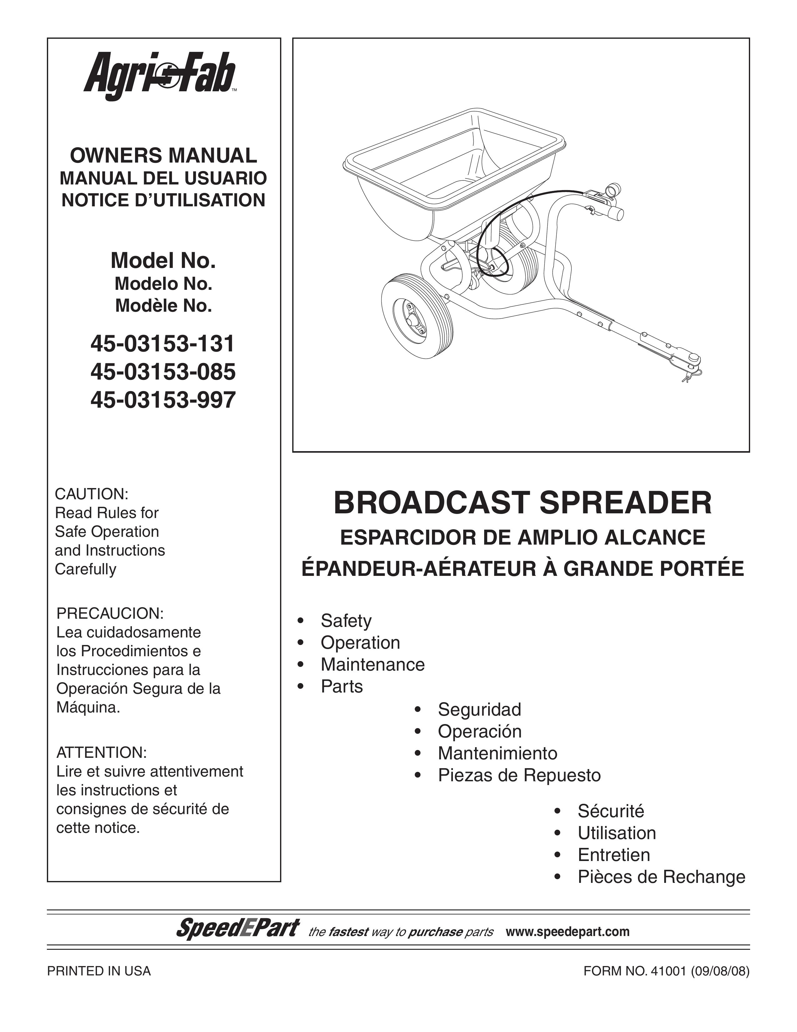 Agri-Fab 45-03153-085 Spreader User Manual