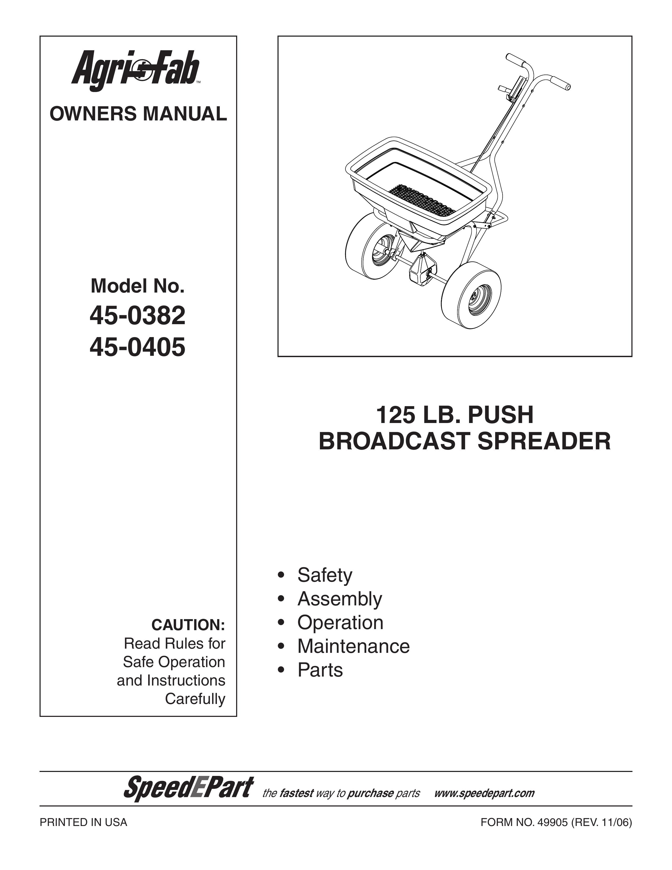 Agri-Fab 45-0382 Spreader User Manual