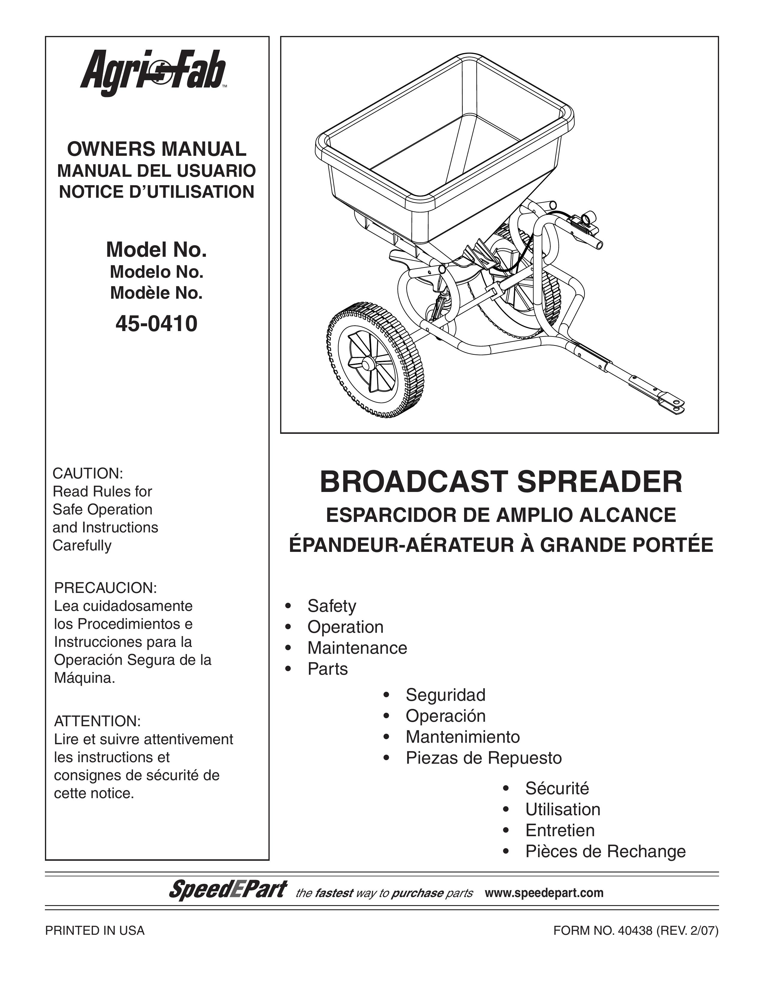 Agri-Fab 45-0410 Spreader User Manual