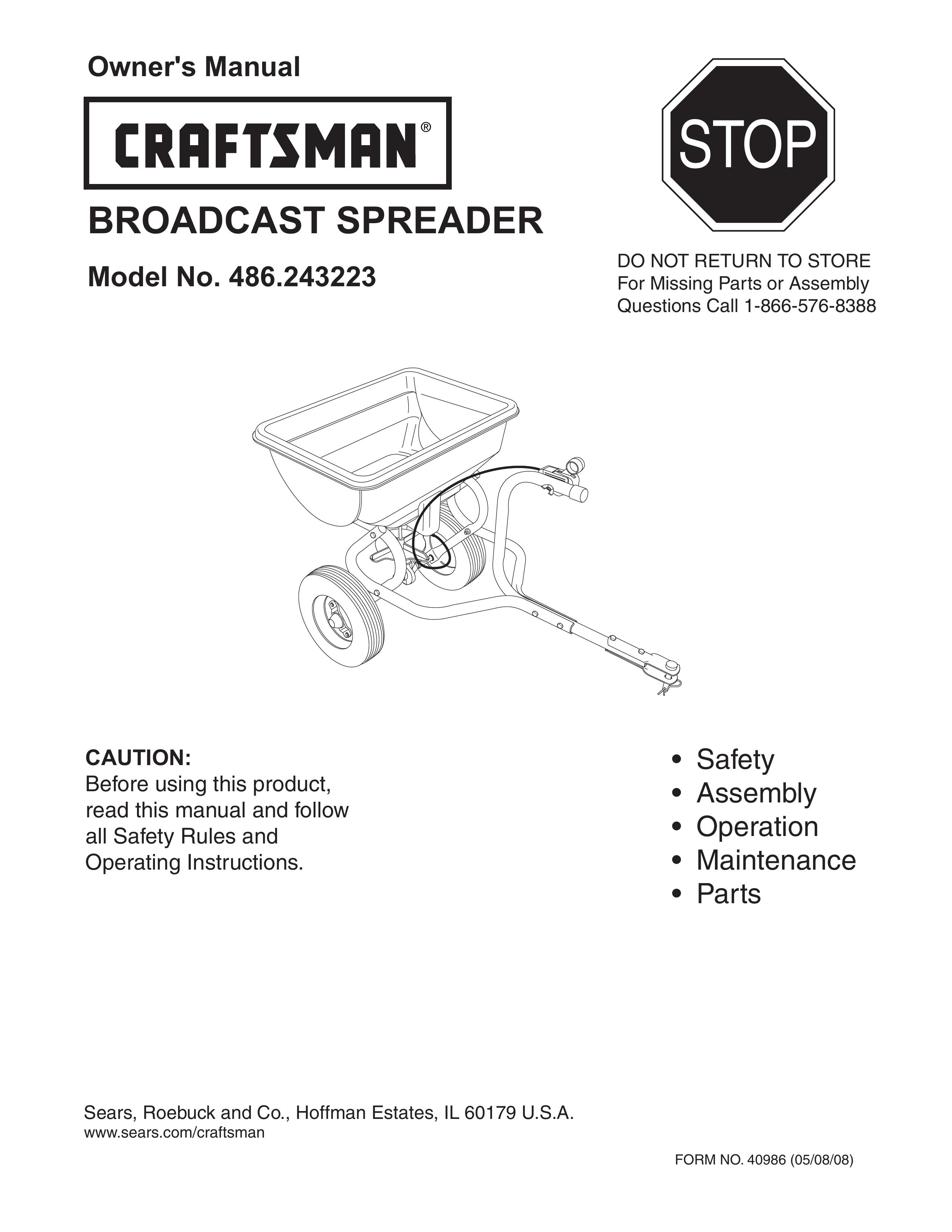 Craftsman 486.243223 Spreader User Manual